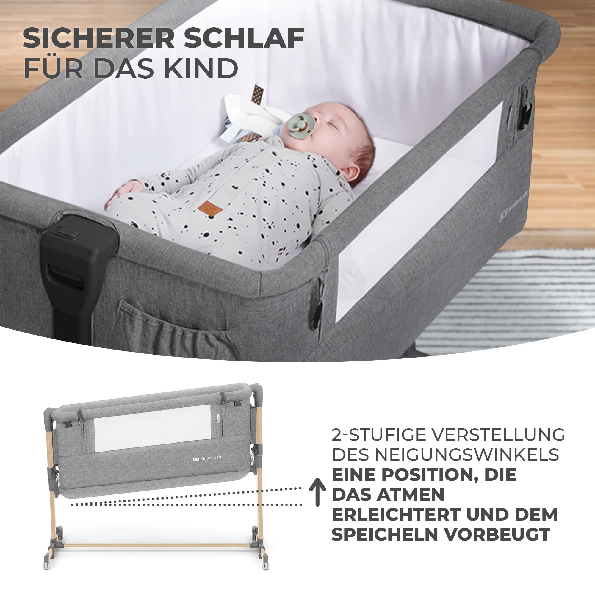 kinderkraft-neste-grow-3in1-babybett-beistellbett-hellgrau-stahl image 6