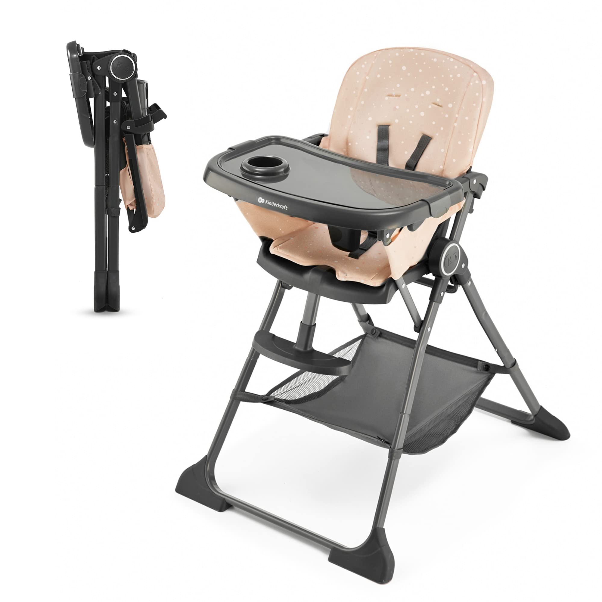 kinderkraft-foldee-hochstuhl-rosa-klappbar-mit-tablett image 1