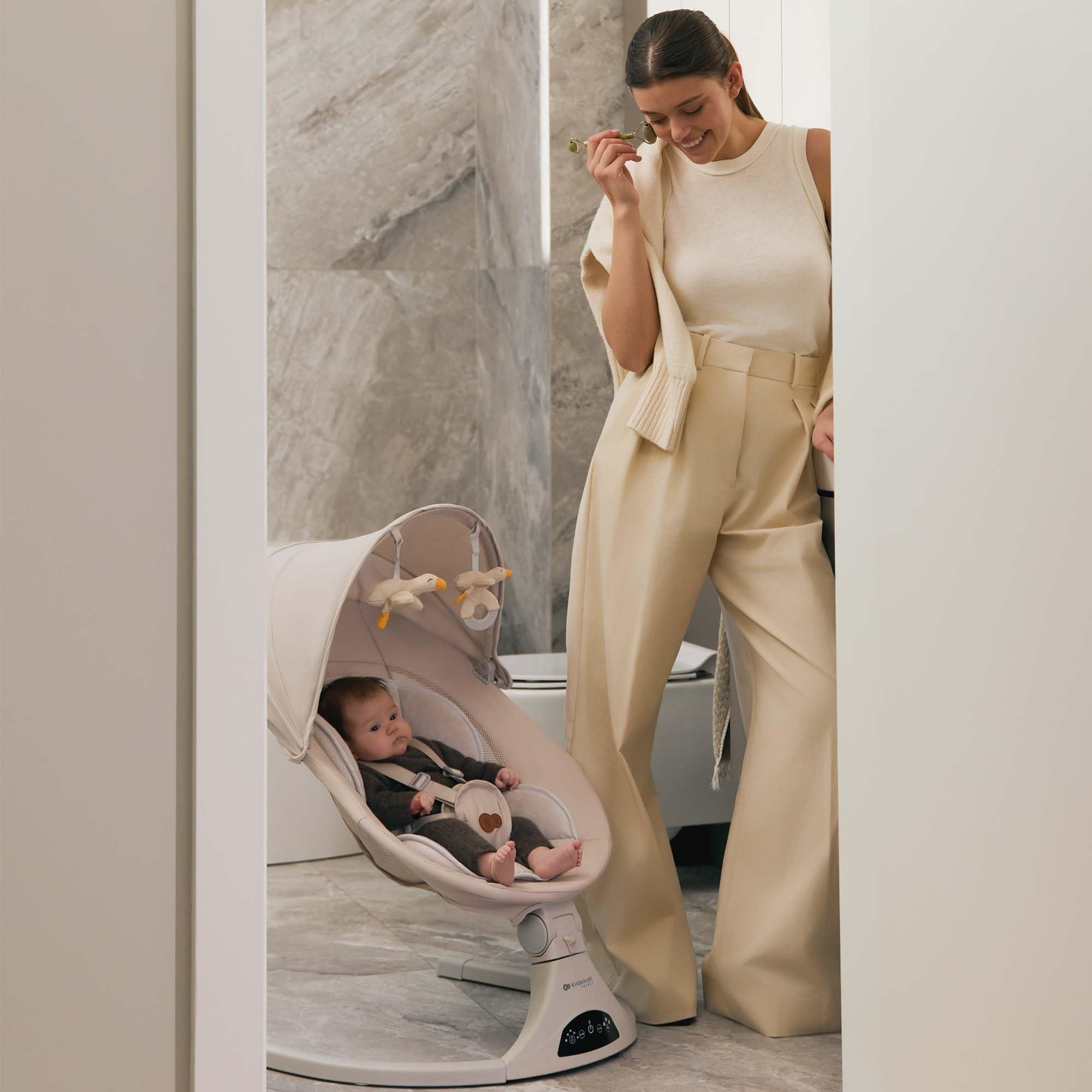 kinderkraft-tulsy-babywippe-elektrisch-beige-bluetooth image 8