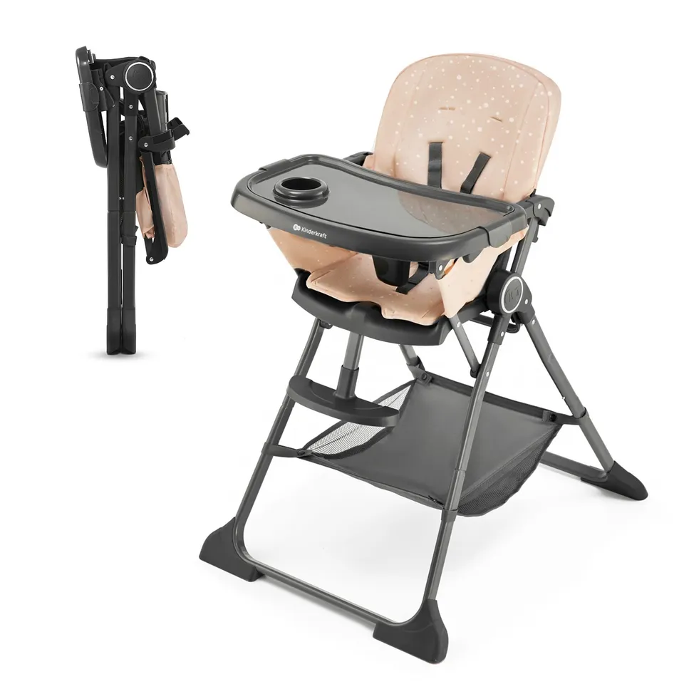 kinderkraft-foldee-hochstuhl-rosa-klappbar-mit-tablett image 1
