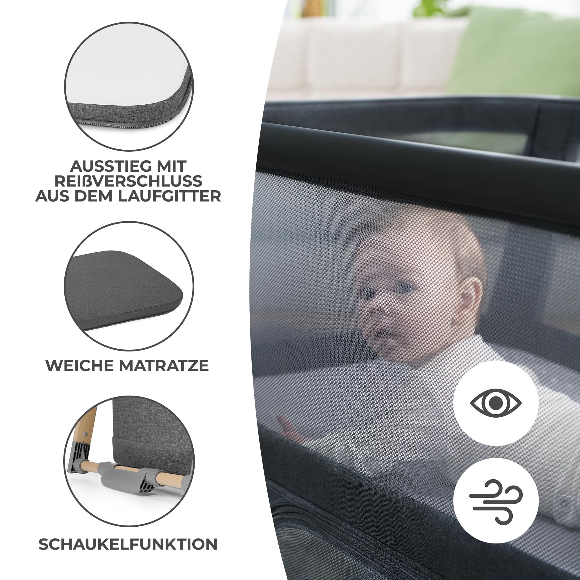 kinderkraft-sofi-reisebett-4-in-1-grau-mit-matratze image 7