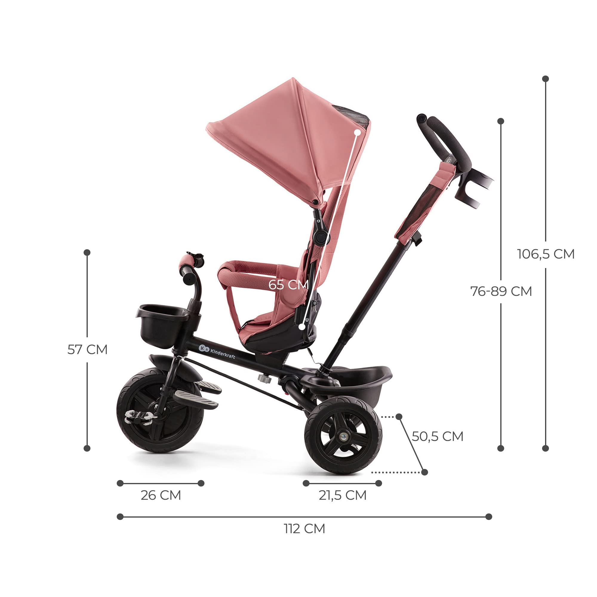 kinderkraft-aveo-dreirad-mit-schubstange-rosa-klappbar image 8