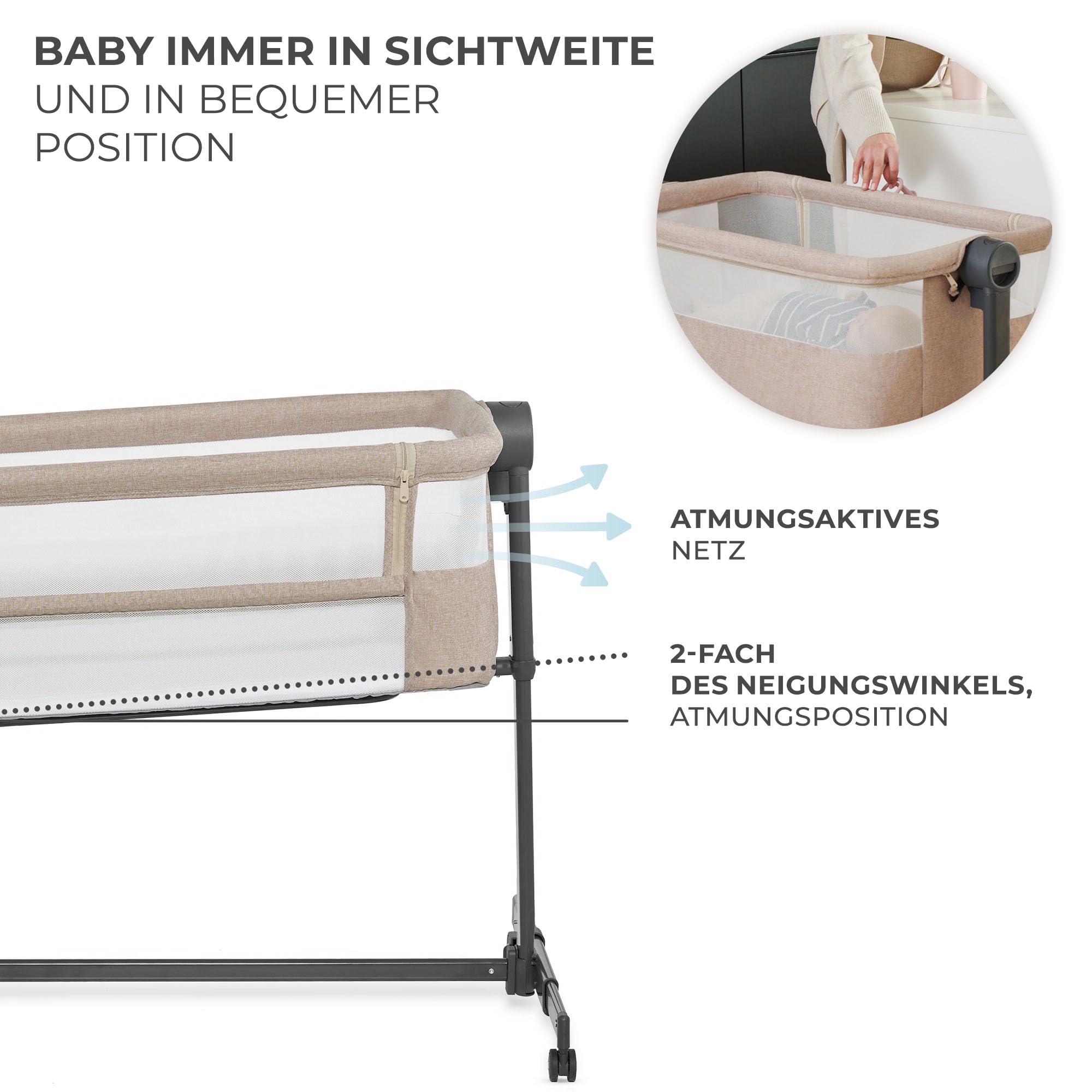 kinderkraft-nestee-beistellbett-beige-mit-matratze image 5