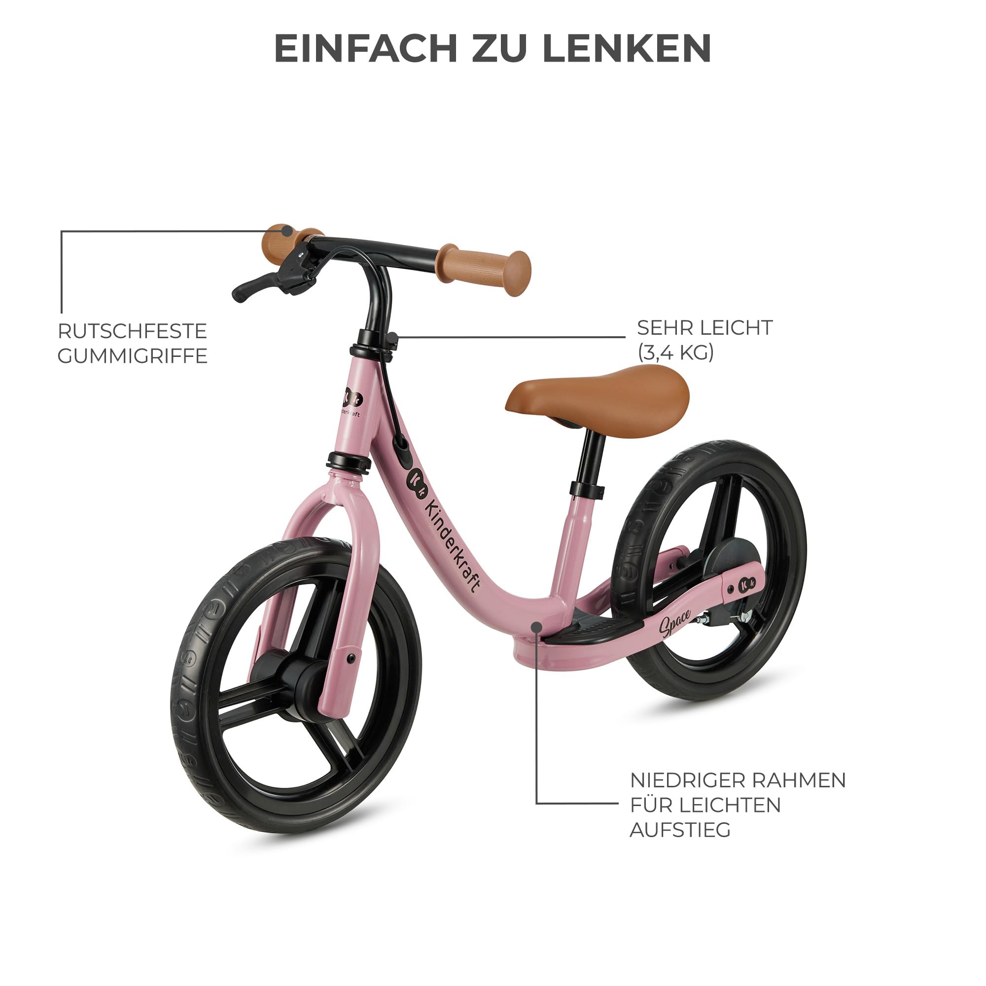 kinderkraft-space-laufrad-pink-metall-12-zoll-mit-bremse image 3