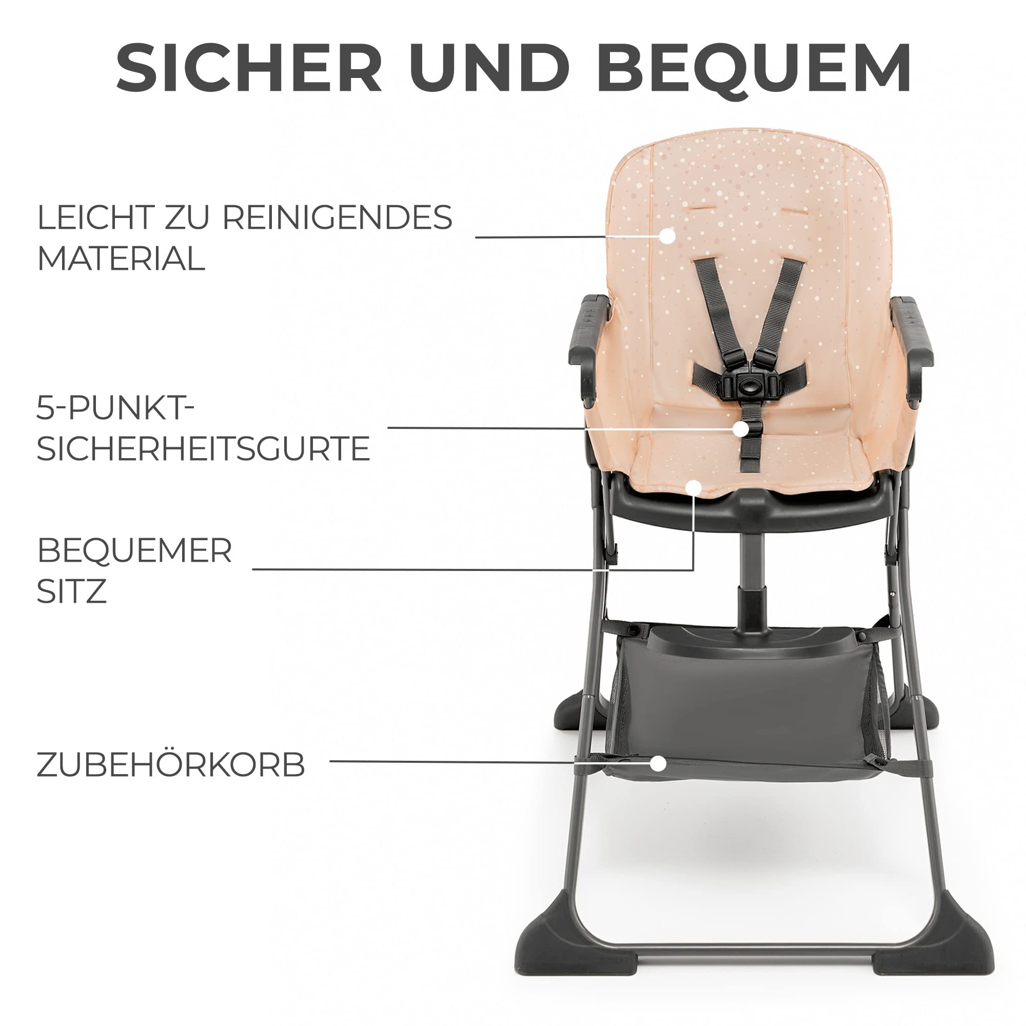 kinderkraft-foldee-hochstuhl-rosa-klappbar-mit-tablett image 6