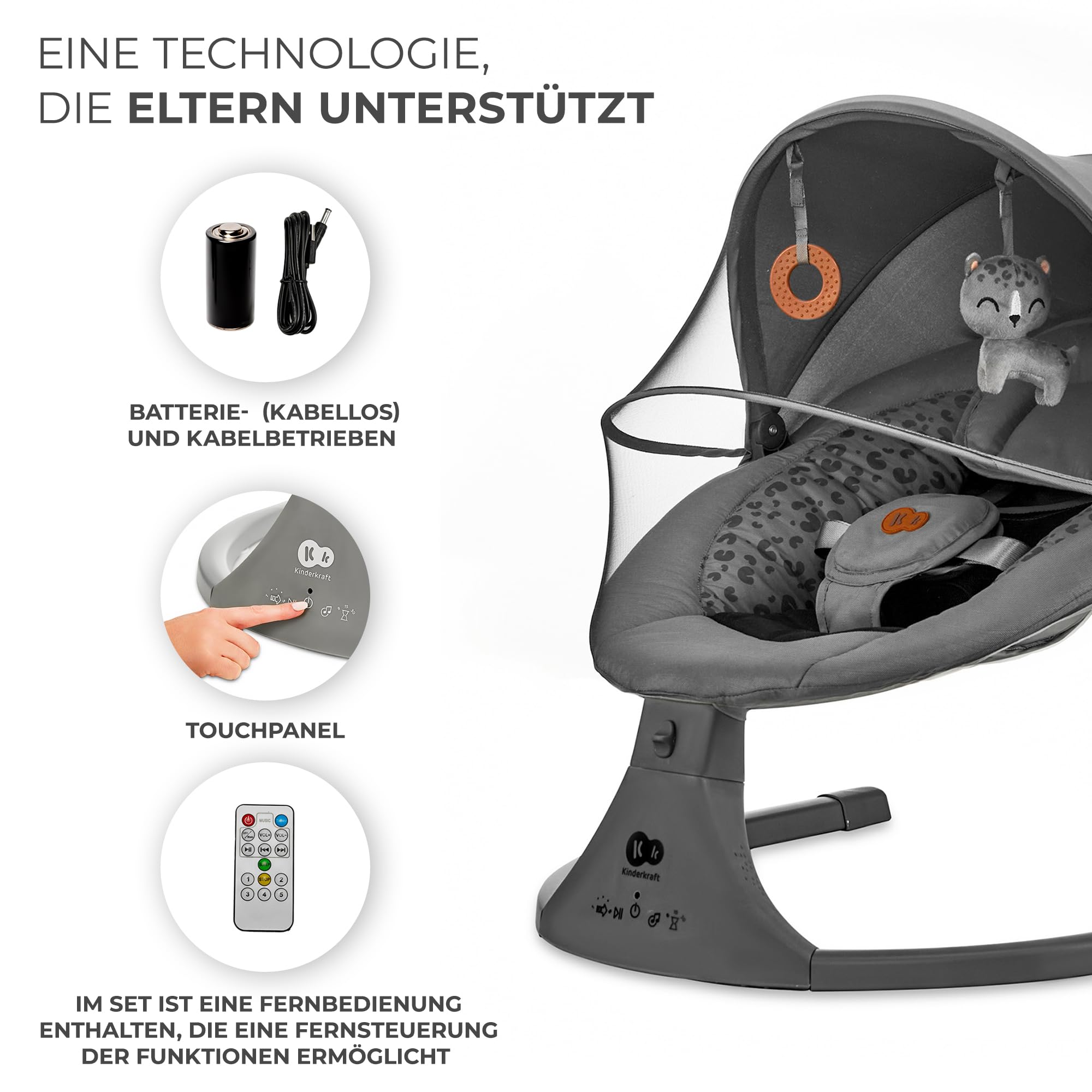 kinderkraft-lumi-2-babywippe-dunkelgrau-elektrisch image 4