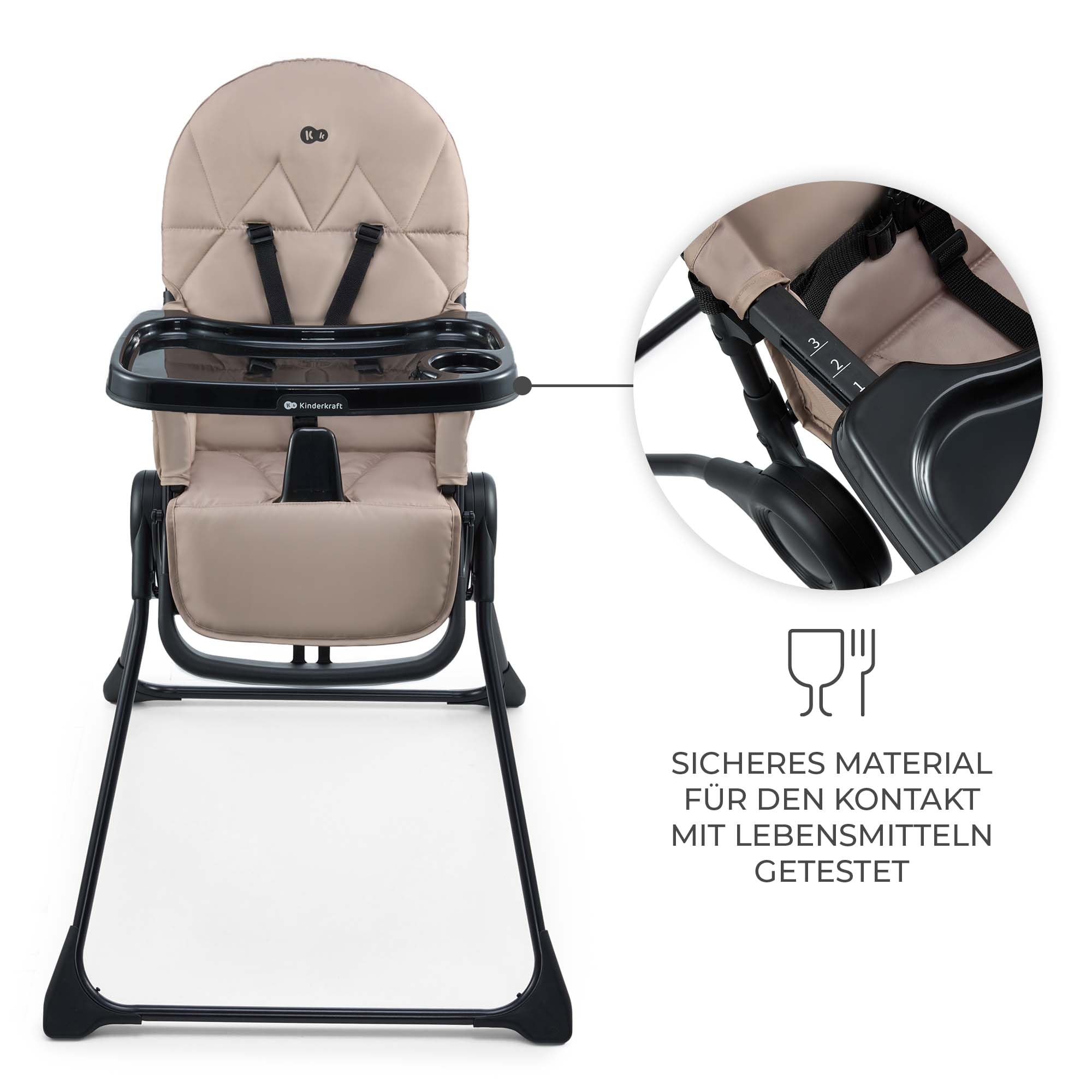 kinderkraft-binci-hochstuhl-beige-faltbar-mit-tablett image 4