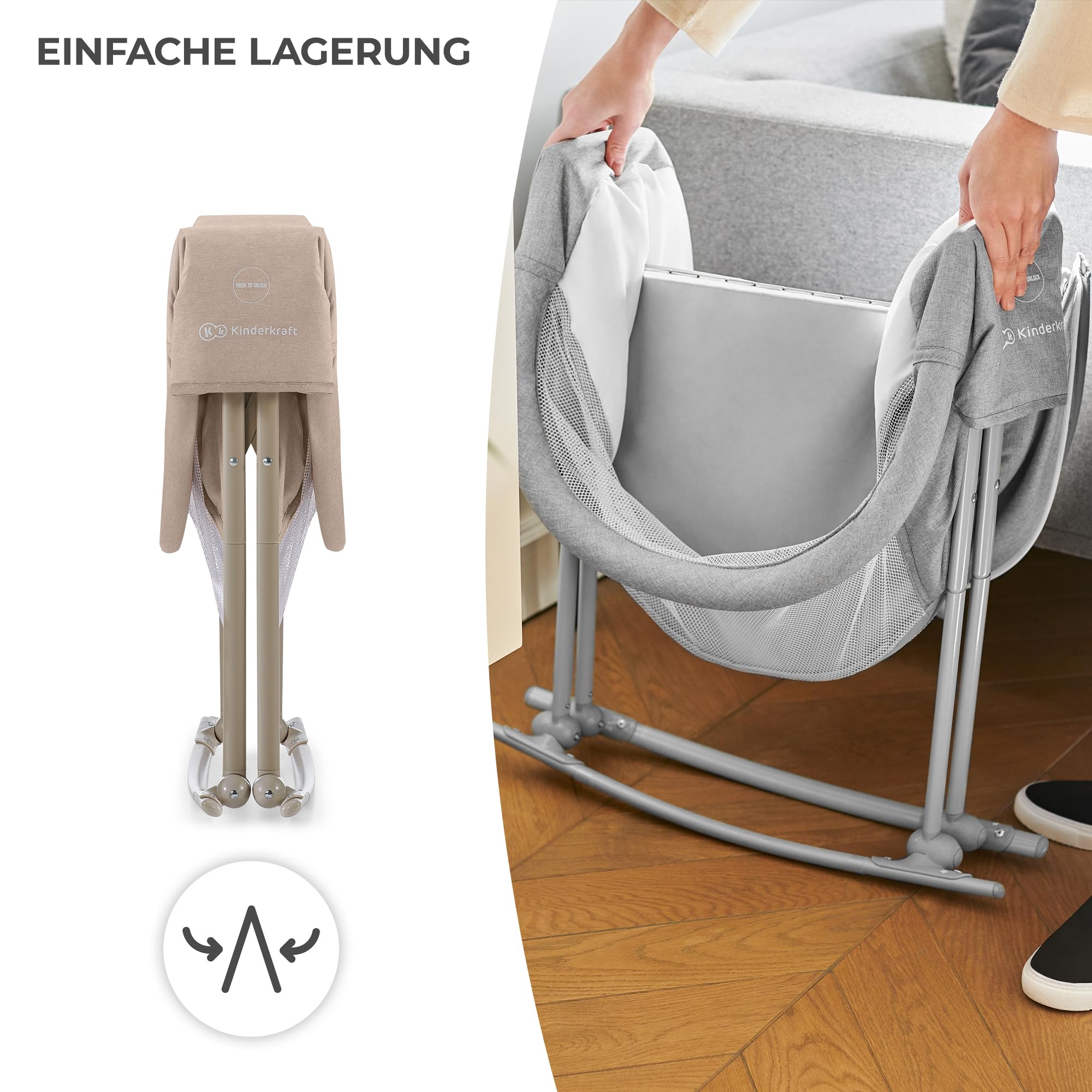 kinderkraft-lovi-3in1-reisebett-beige-mit-matratze image 5