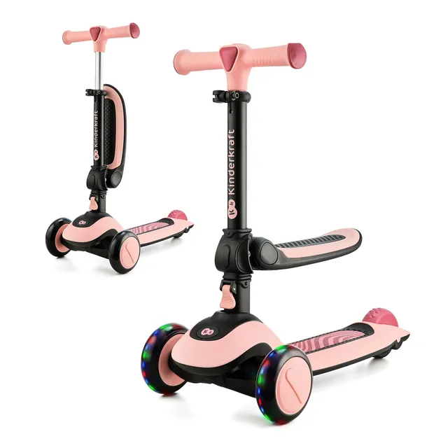 kinderkraft-halley-kinderroller-rosa-2-in-1-mit-laufrad image 1