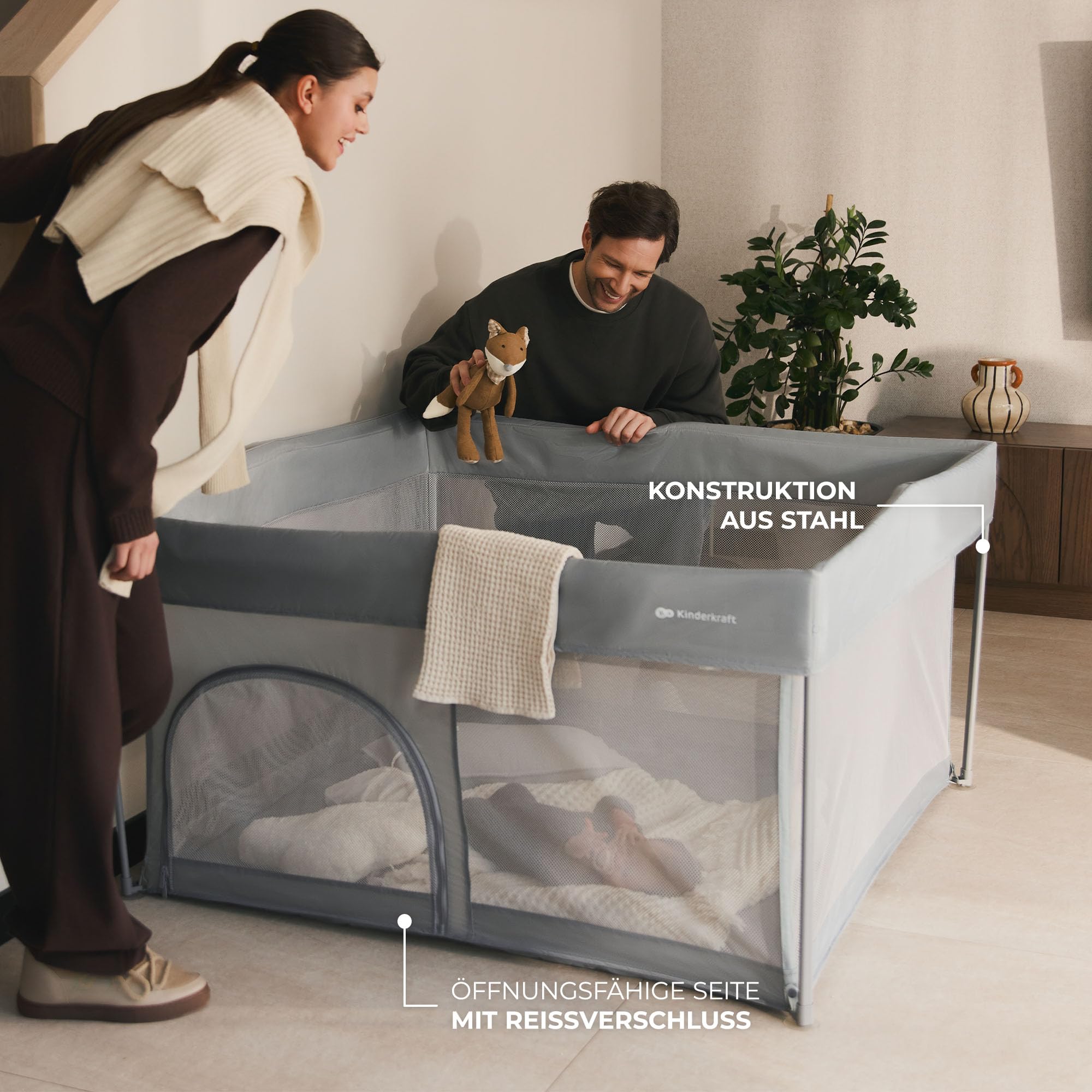 kinderkraft-ziki-laufgitter-grau-faltbar-mit-tasche image 4