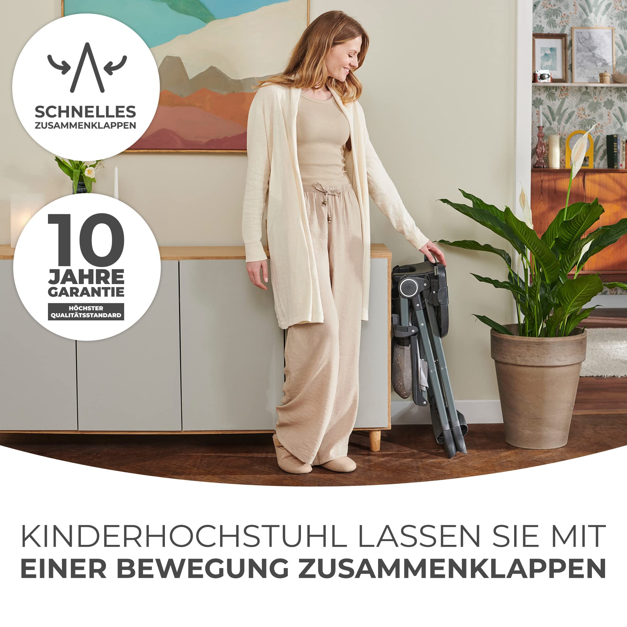 kinderkraft-foldee-hochstuhl-rosa-klappbar-mit-tablett image 2