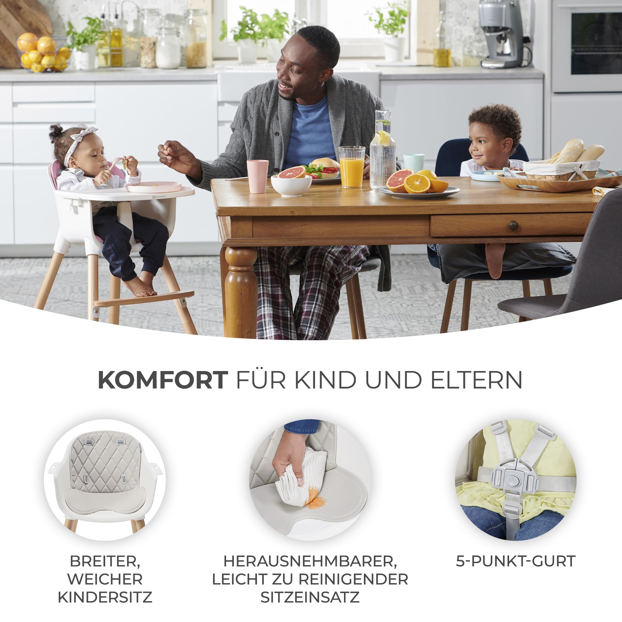 kinderkraft-sienna-2in1-hochstuhl-grau-holzbeine image 7
