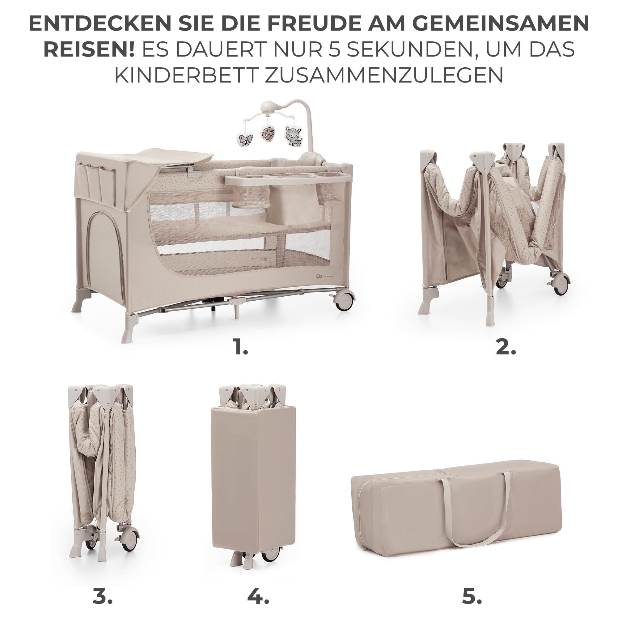 kinderkraft-joy-2-acc-reisebett-3-in-1-beige-mit-zubeh-r image 3