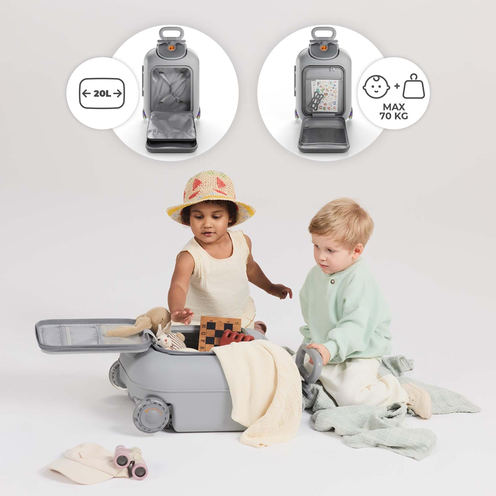 kinderkraft-cabby-kinderkoffer-mit-sitz-grau-20-l image 4