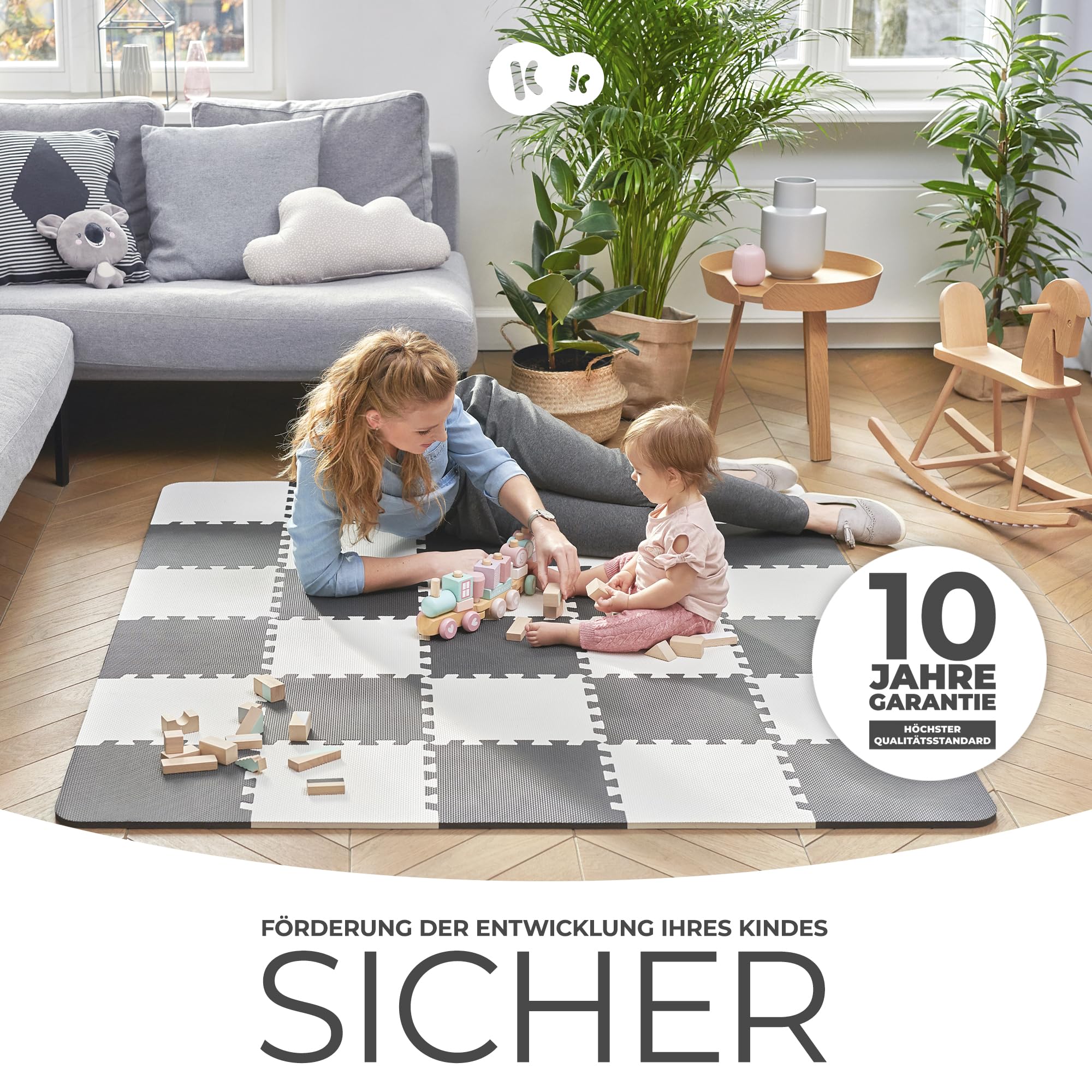 kinderkraft-luno-spielmatte-schwarz-wei-30-teile image 2