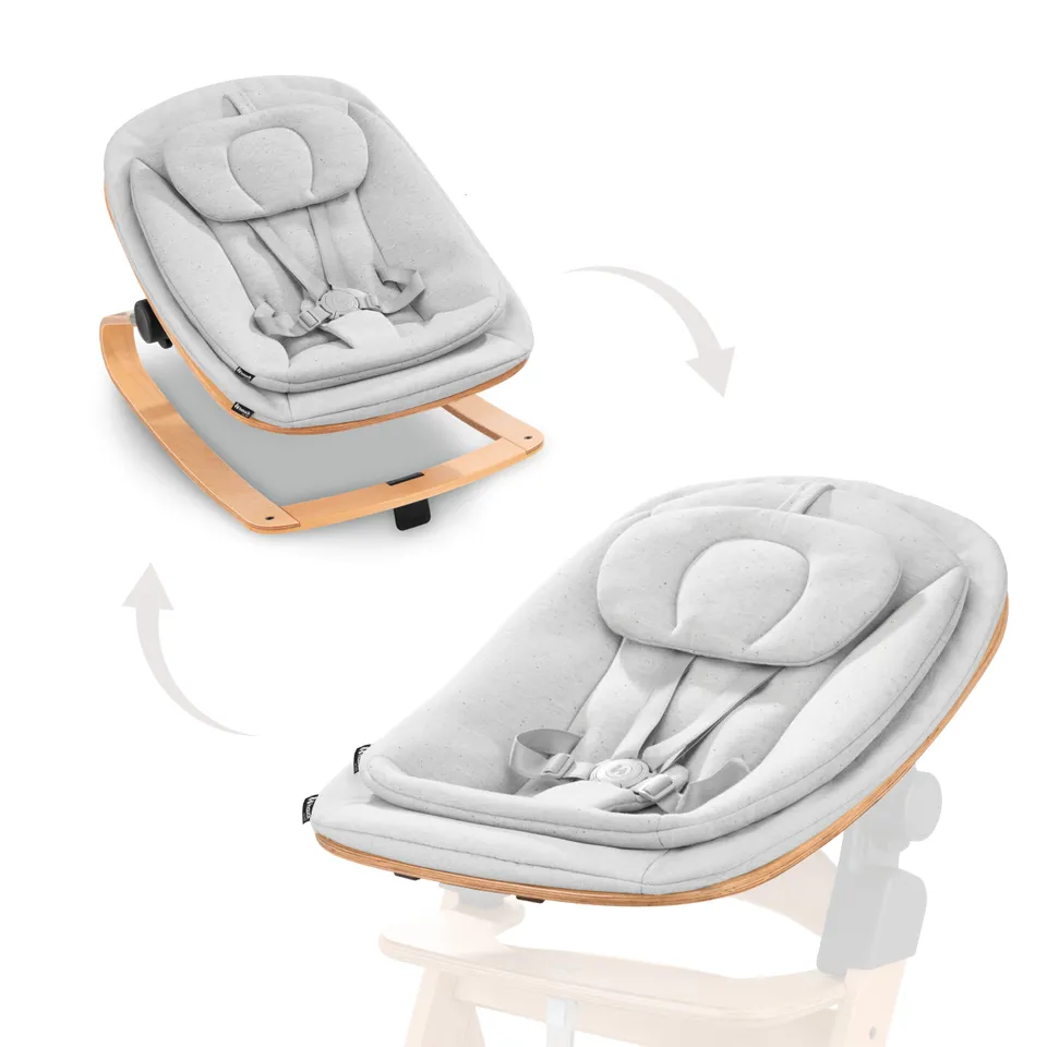 hauck-highchair-bouncer-eco-holzwippe-light-grey-3in1-fsc image 1