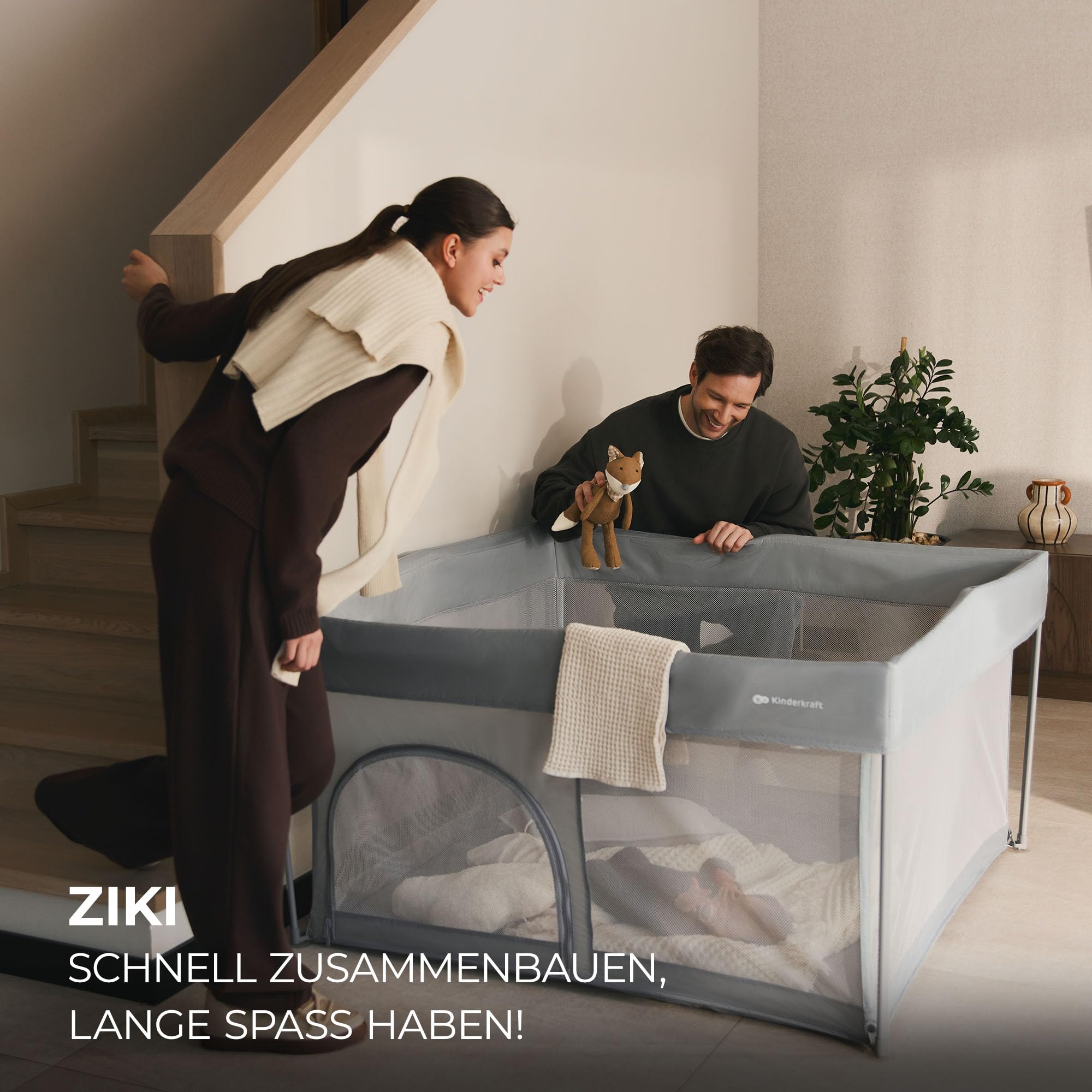 kinderkraft-ziki-laufgitter-grau-faltbar-mit-tasche image 2