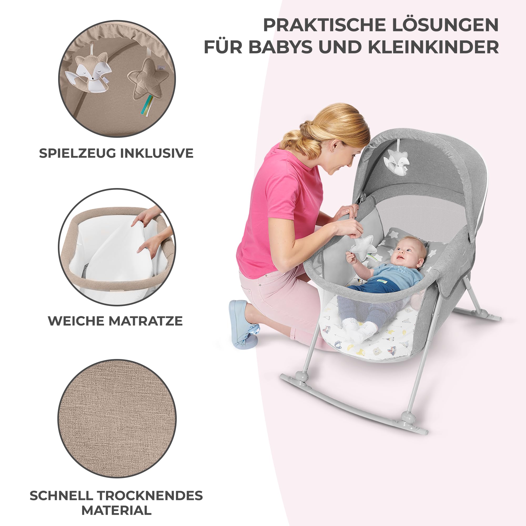 kinderkraft-lovi-3in1-reisebett-beige-mit-matratze image 8