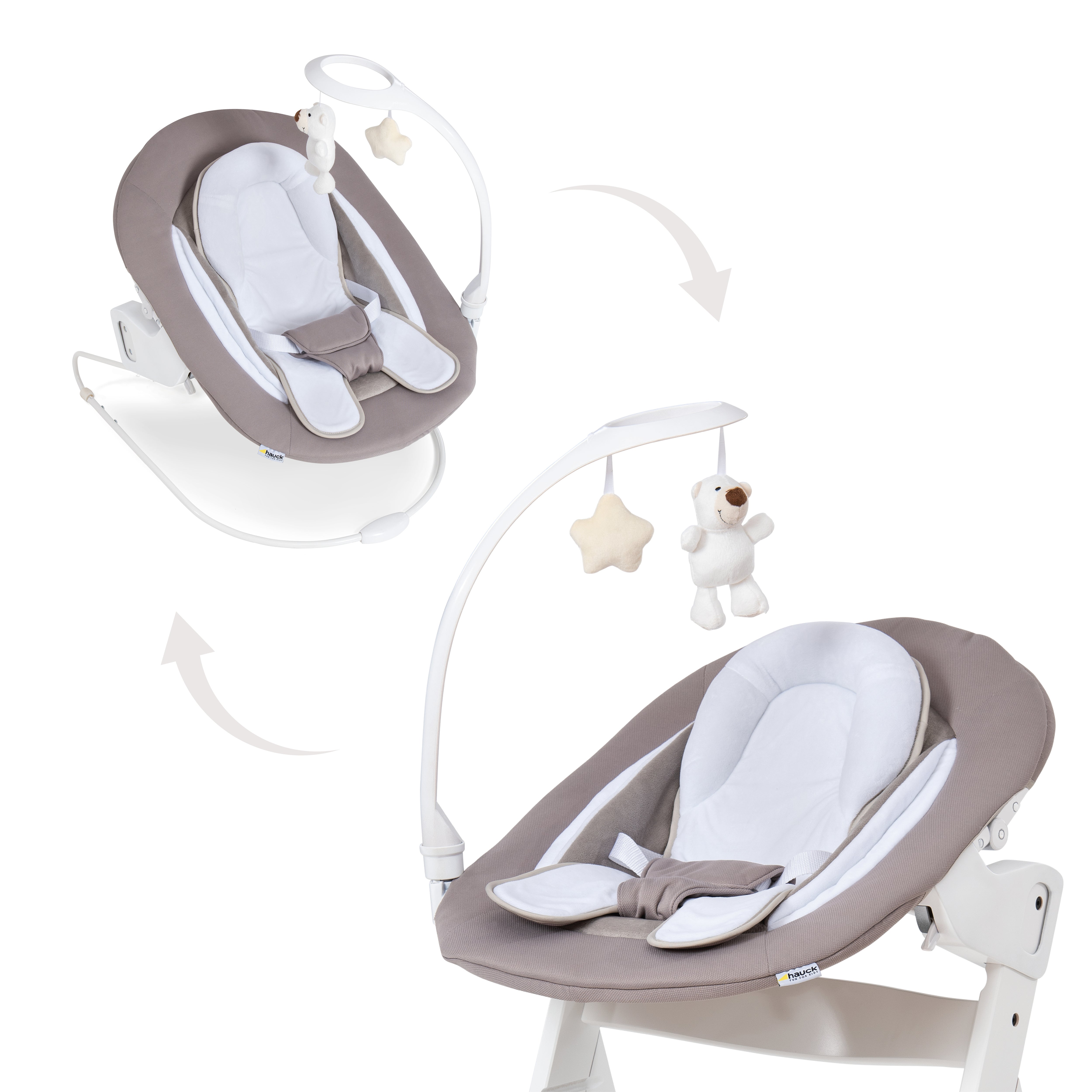 hauck-alpha-bouncer-deluxe-babywippe-sand-neugeborenenaufsatz image 1