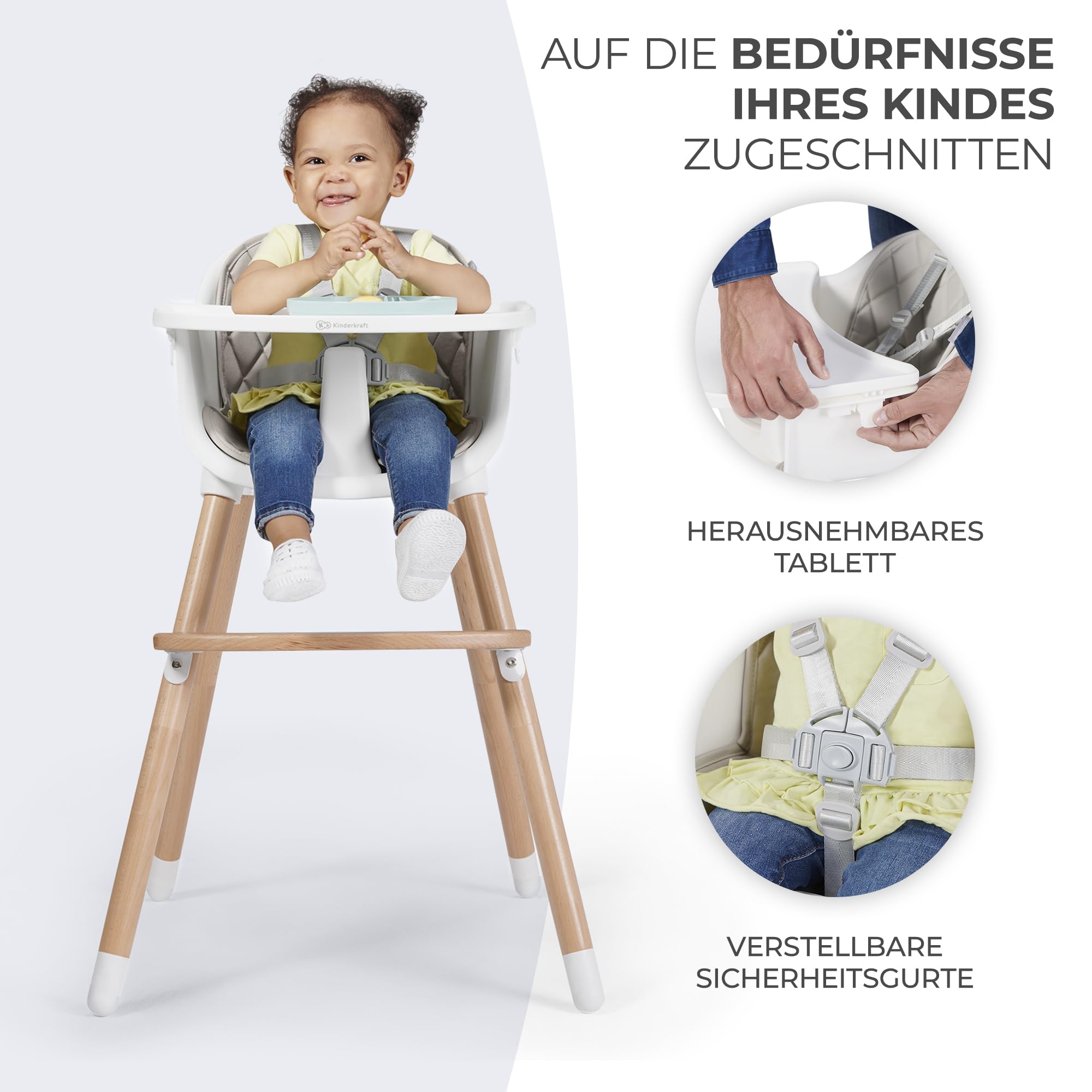 kinderkraft-sienna-2in1-hochstuhl-grau-holzbeine image 4