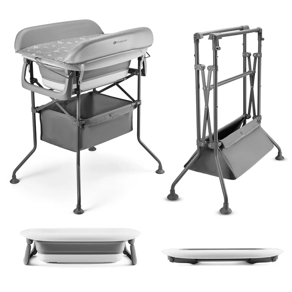 kinderkraft-bubbly-babybadewanne-faltbar-grau-mit-gestell image 1