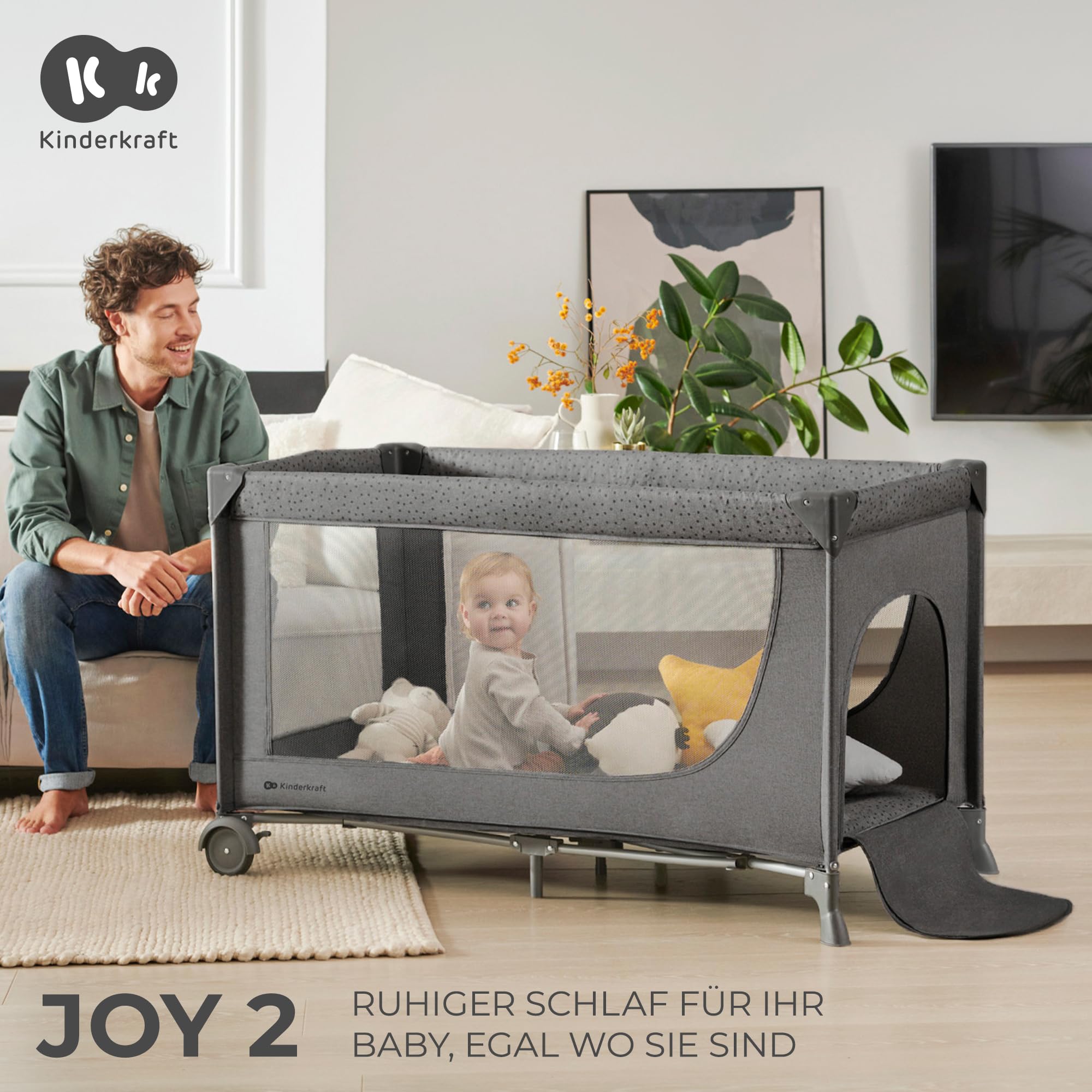 kinderkraft-joy-2-reisebett-happy-shapes-2-in-1 image 2