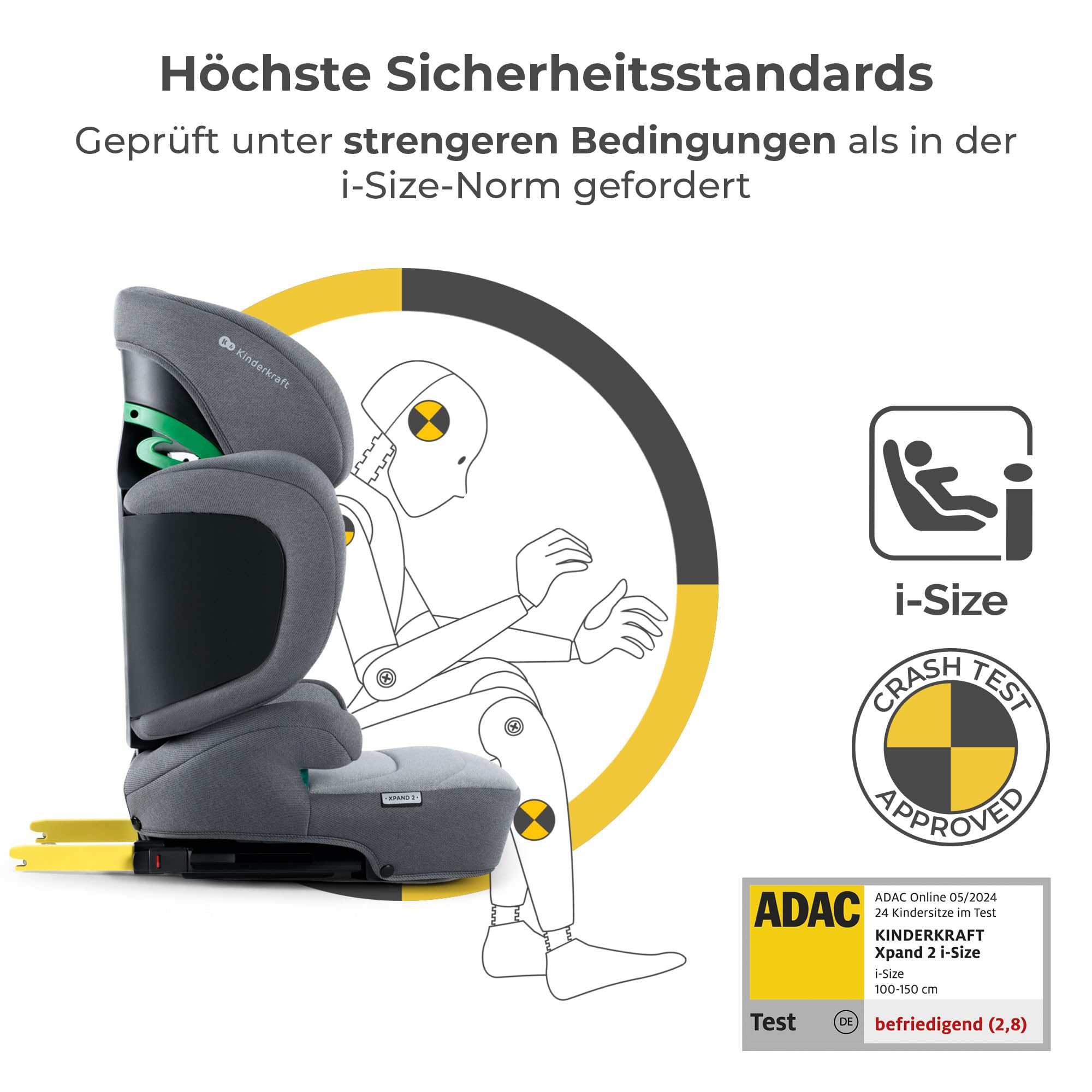 kinderkraft-xpand-2-i-size-kindersitz-grau-100-150-cm image 7