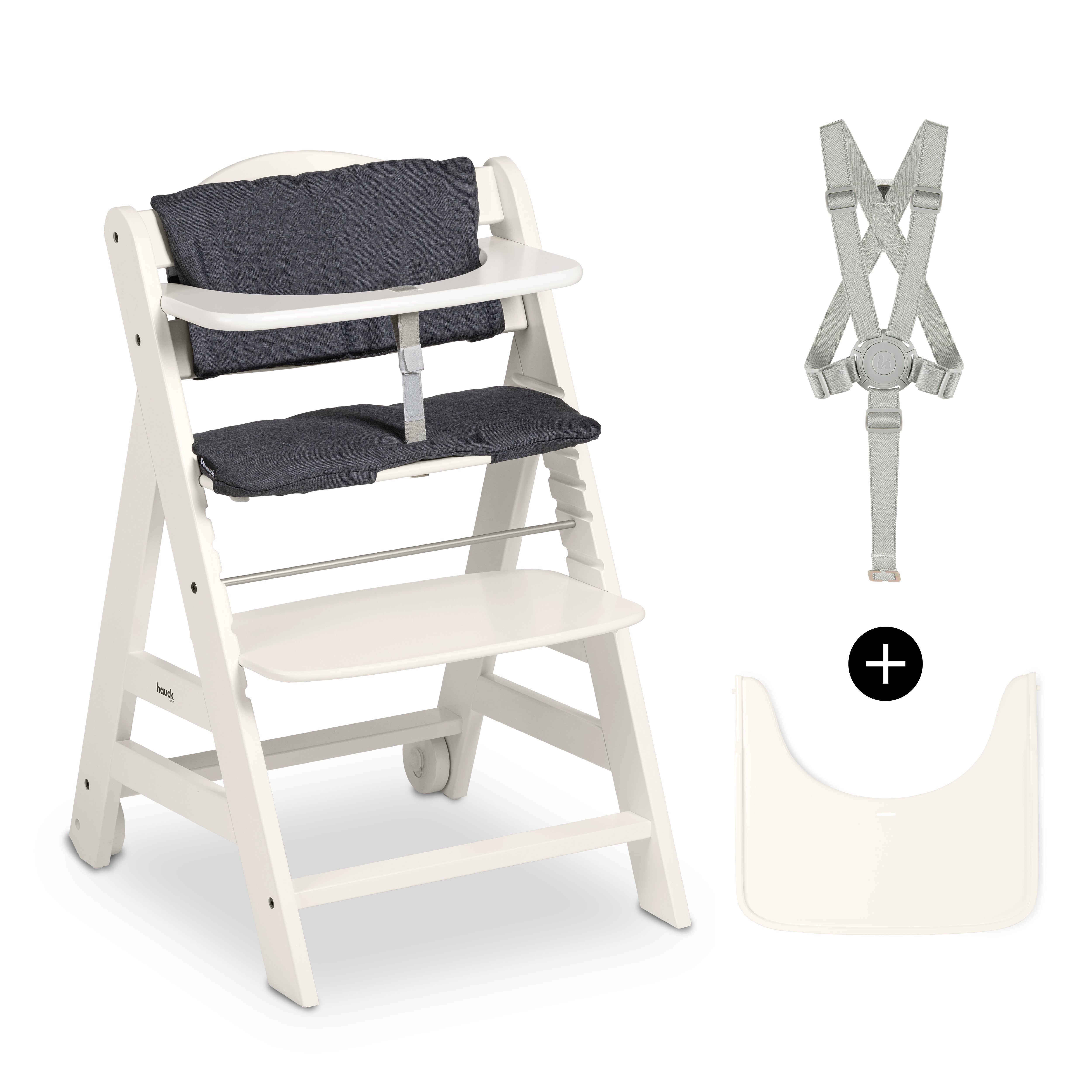 hauck-beta-holzhochstuhl-whitewashed-mit-tisch-und-auflage image 3
