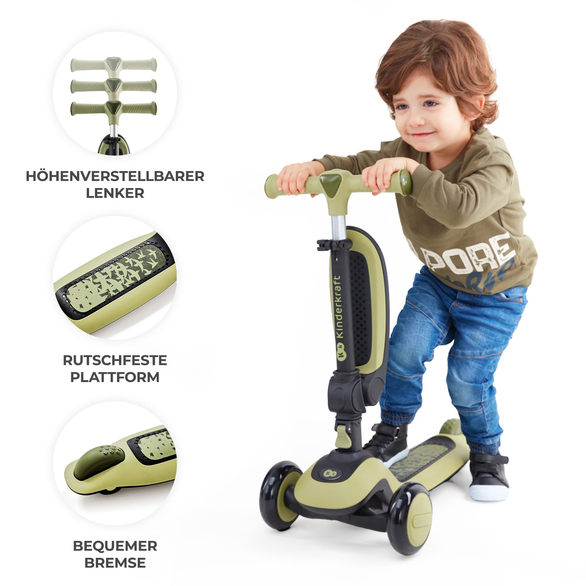 kinderkraft-halley-kinderroller-rosa-2-in-1-mit-laufrad image 7