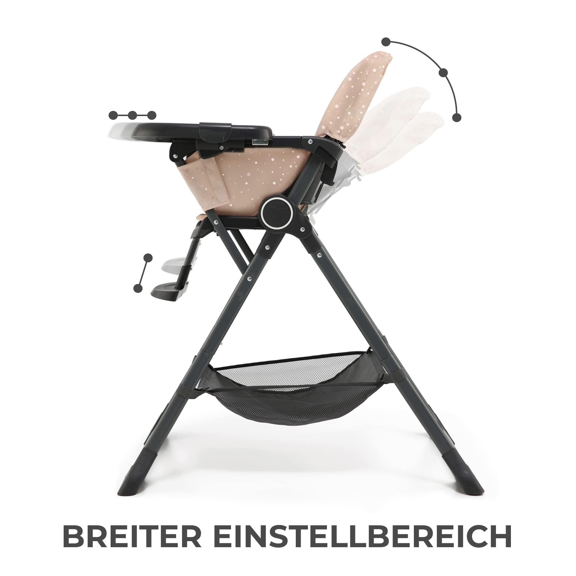 kinderkraft-foldee-hochstuhl-rosa-klappbar-mit-tablett image 4