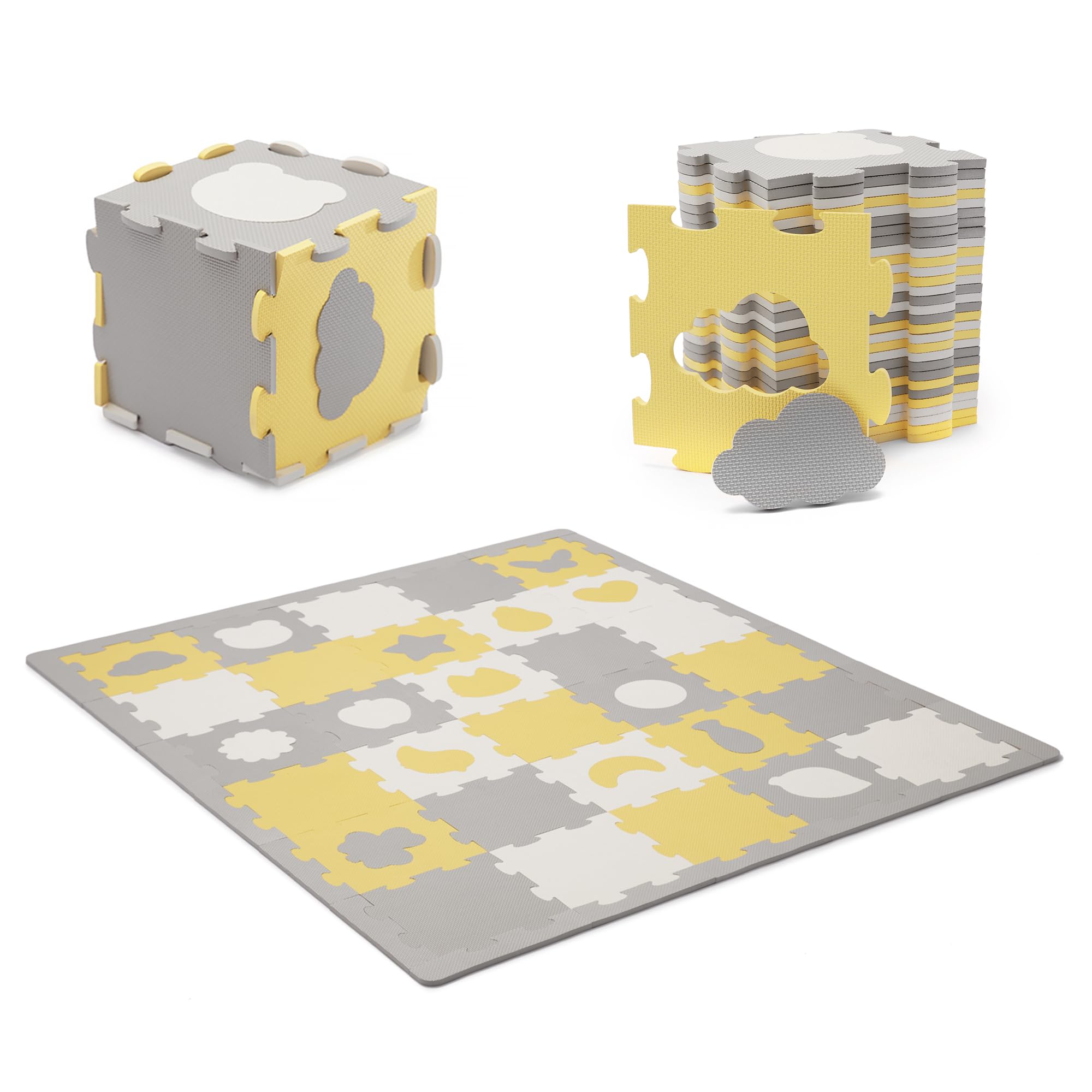 kinderkraft-luno-shapes-spielmatte-185x165-cm-gelb-wasserfest image 1