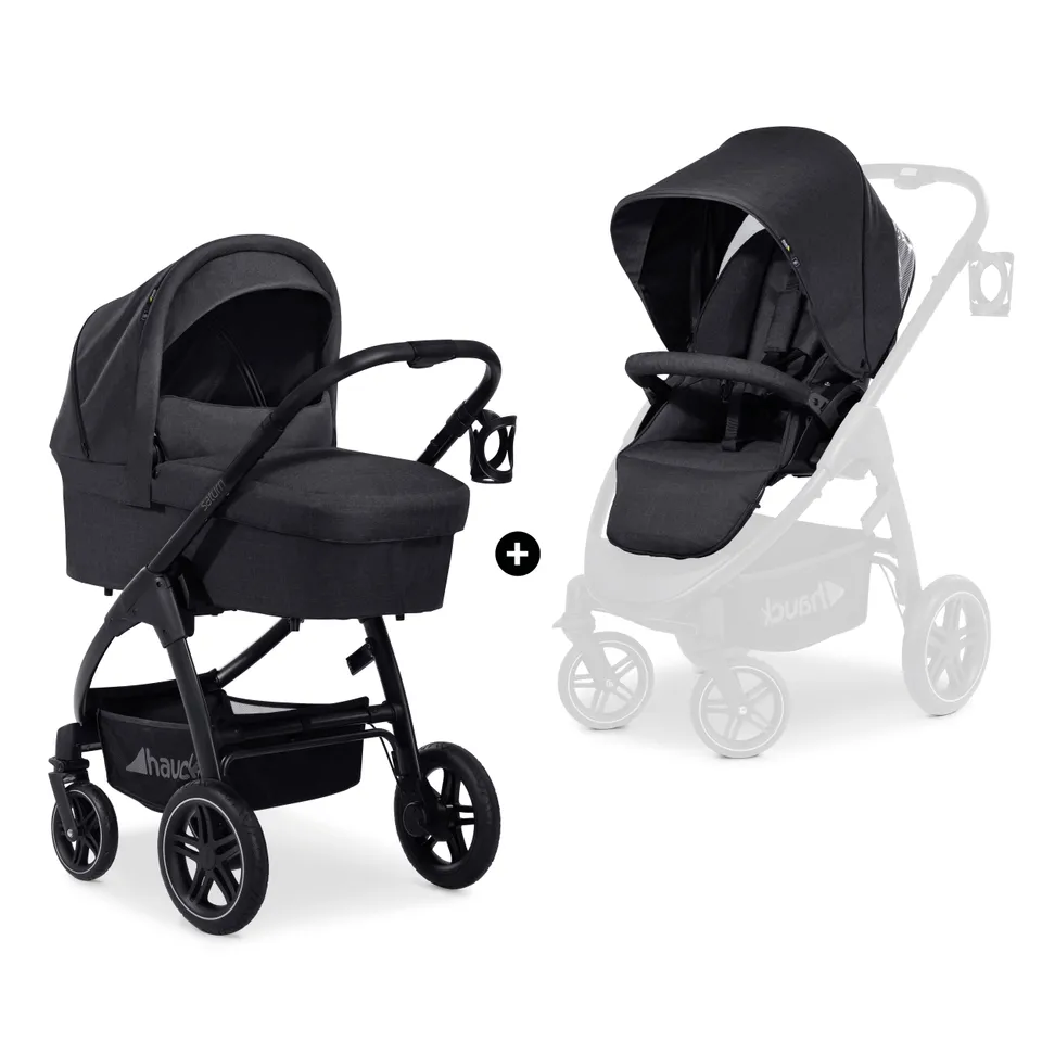 hauck-saturn-r-duoset-kinderwagen-melange-black-mit-wanne image 1