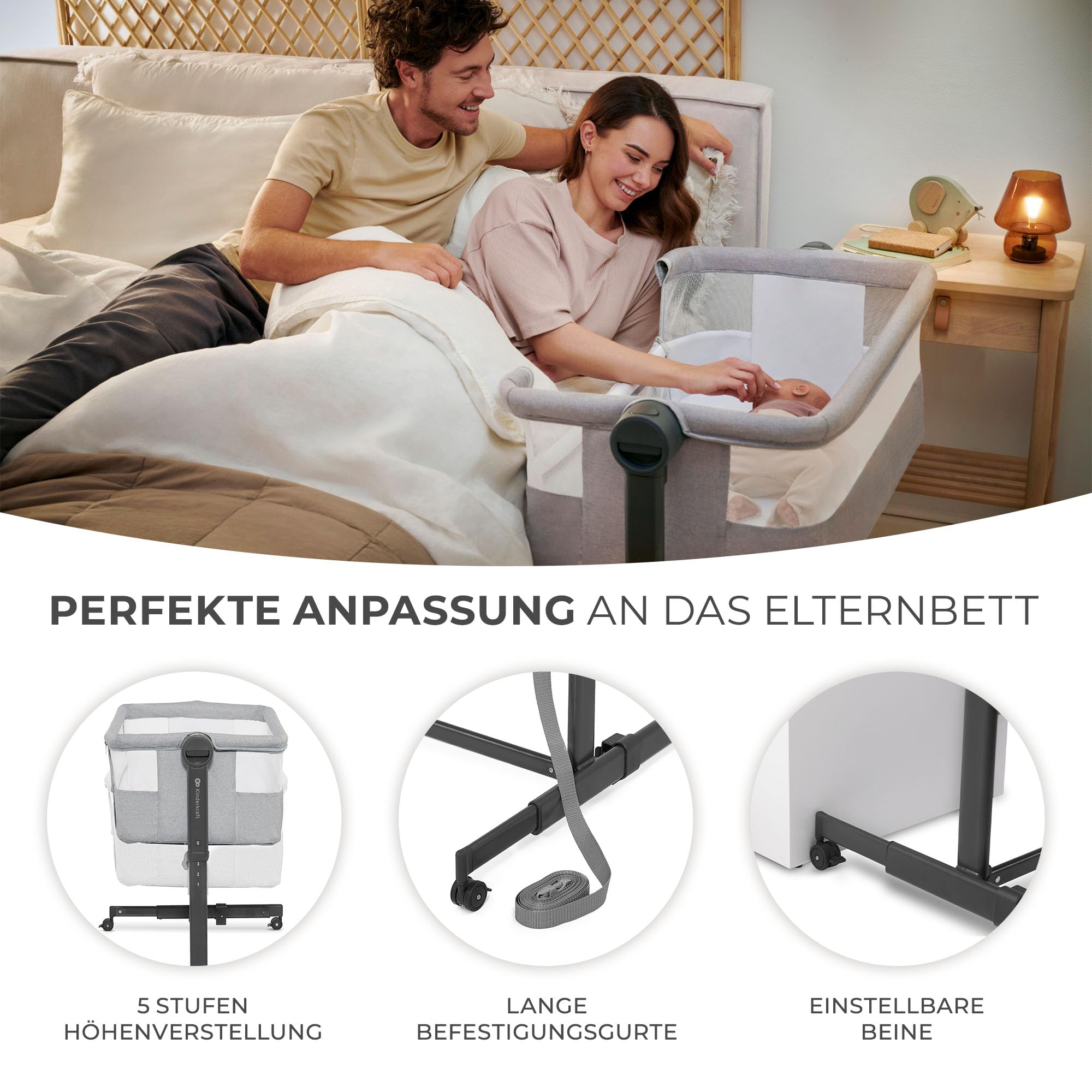 kinderkraft-nestee-beistellbett-beige-mit-matratze image 3