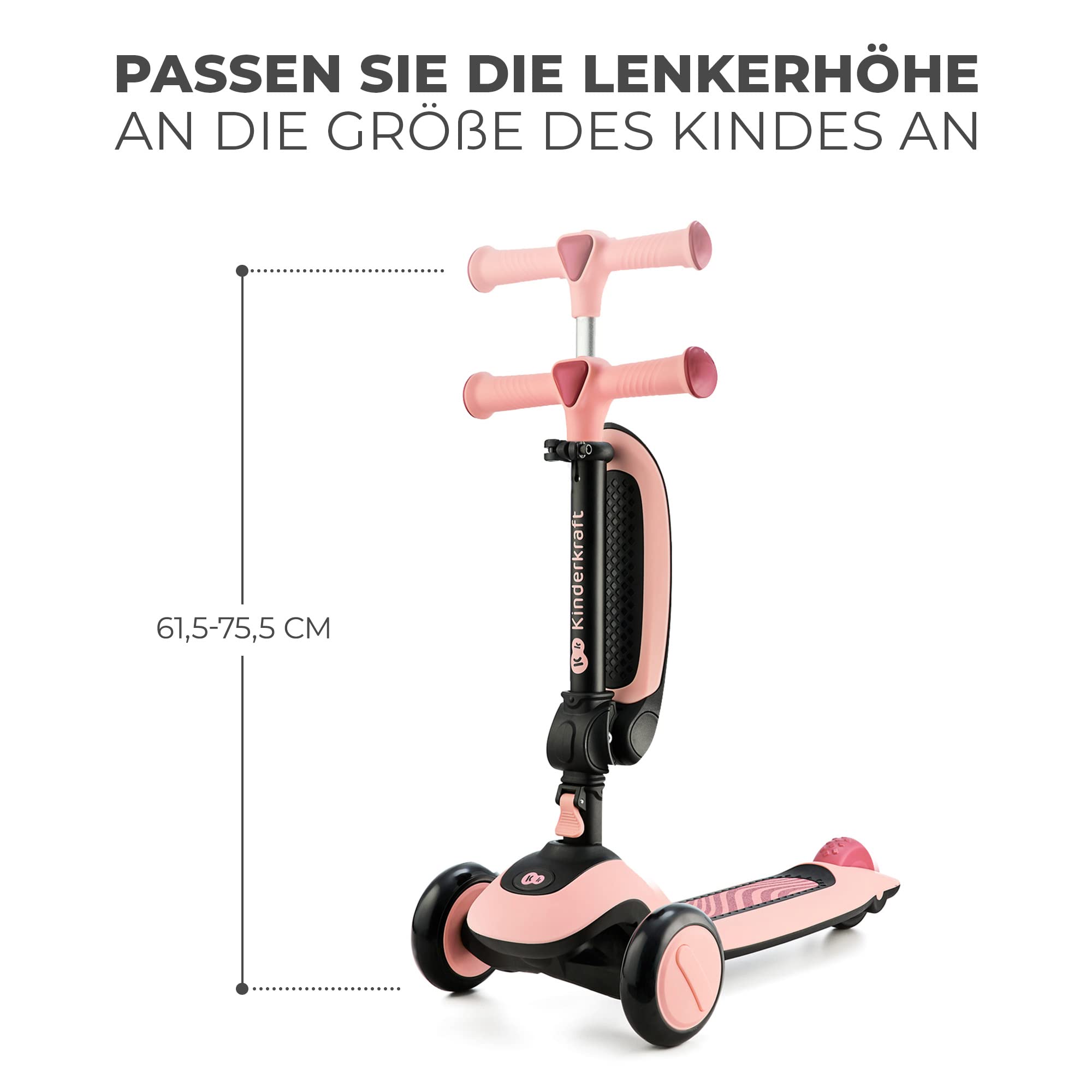 kinderkraft-halley-kinderroller-rosa-2-in-1-mit-laufrad image 8