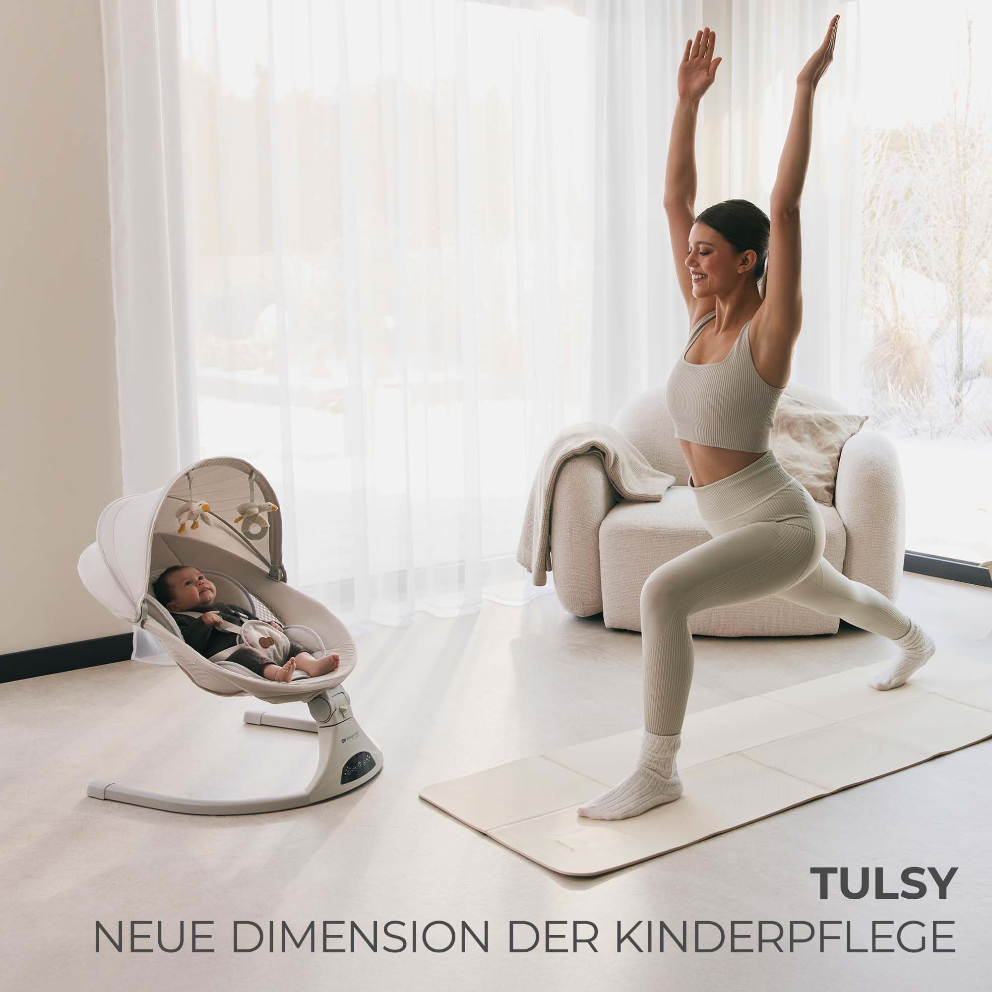 kinderkraft-tulsy-babywippe-elektrisch-beige-bluetooth image 2