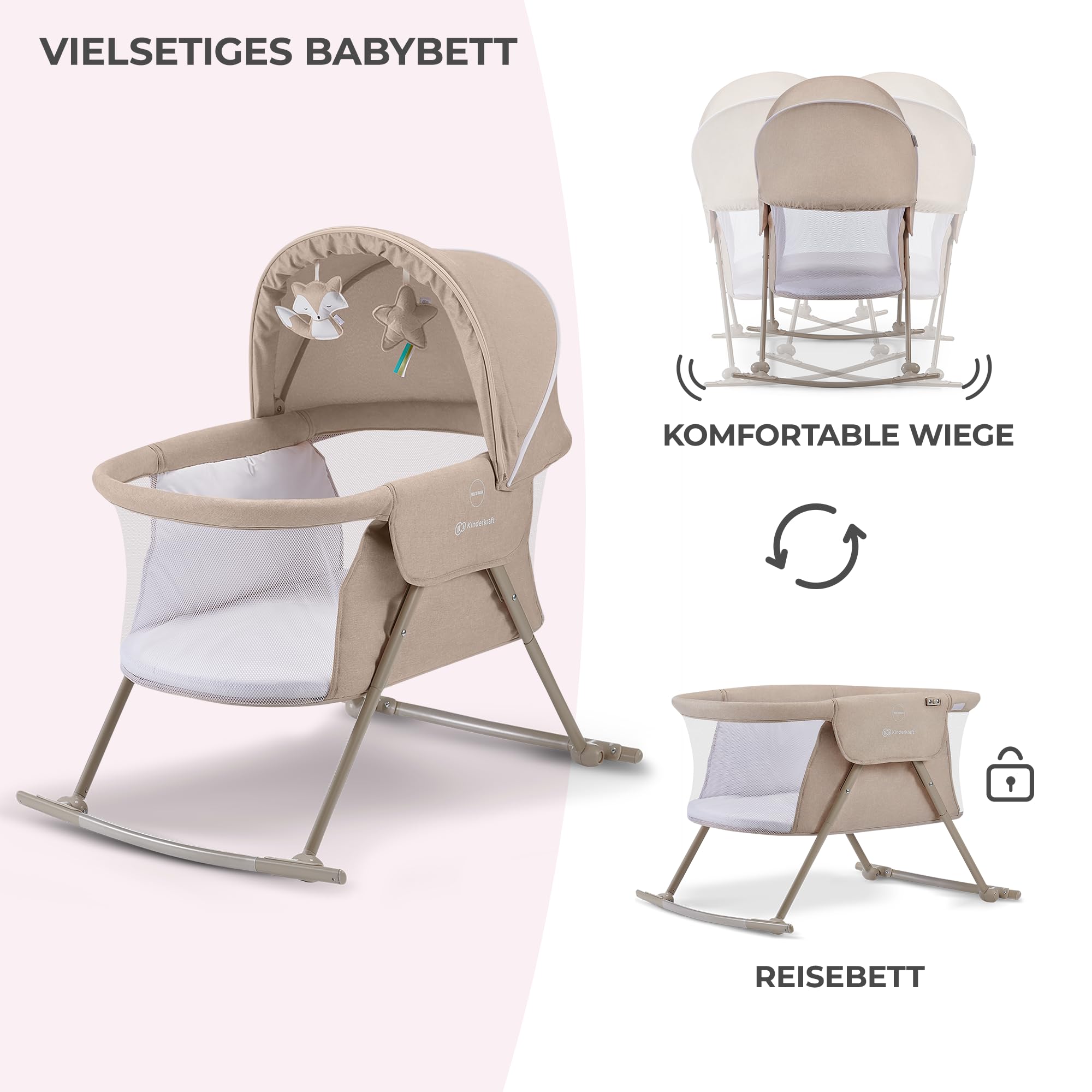 kinderkraft-lovi-3in1-reisebett-beige-mit-matratze image 4