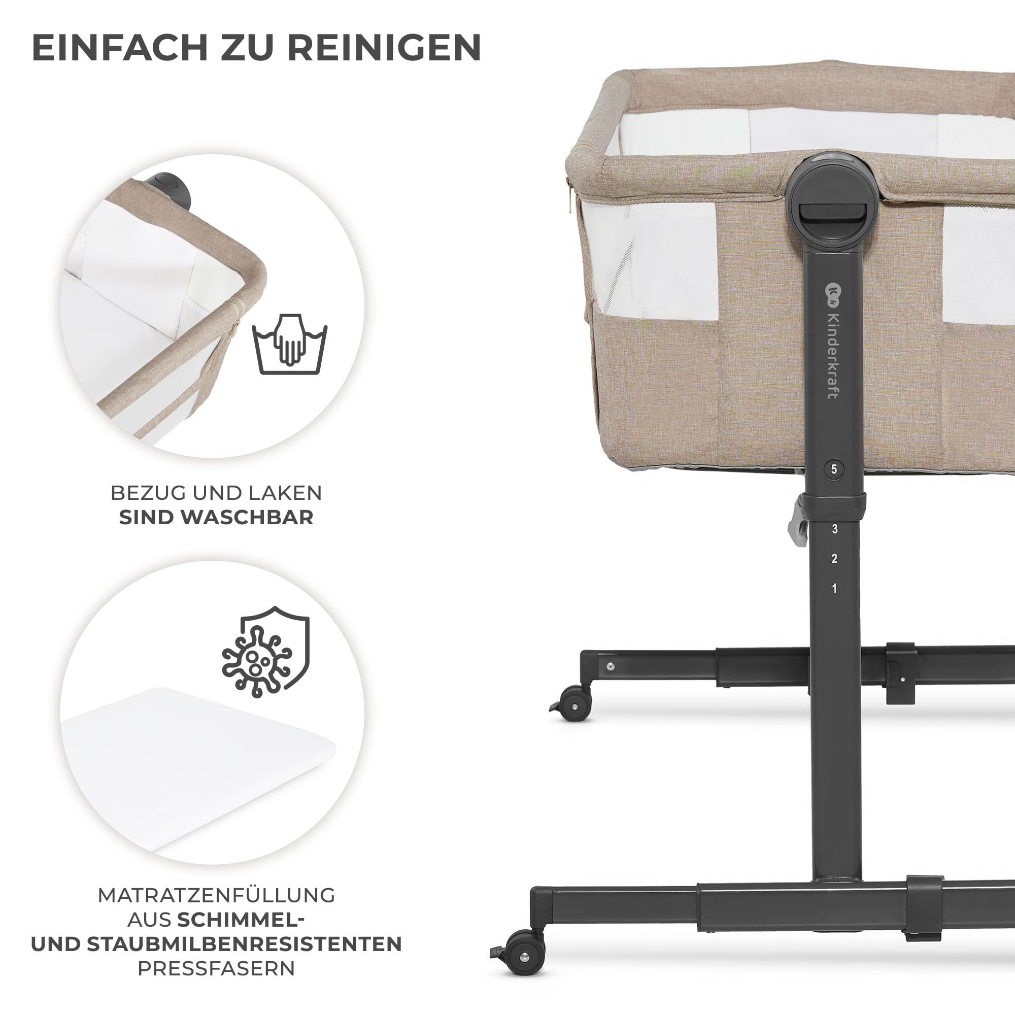 kinderkraft-nestee-beistellbett-beige-mit-matratze image 7