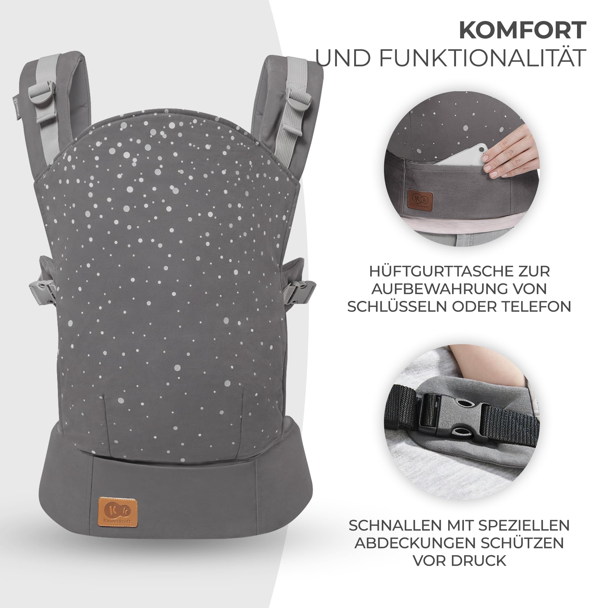 kinderkraft-nino-babytrage-grau-baumwolle-bis-20-kg image 7