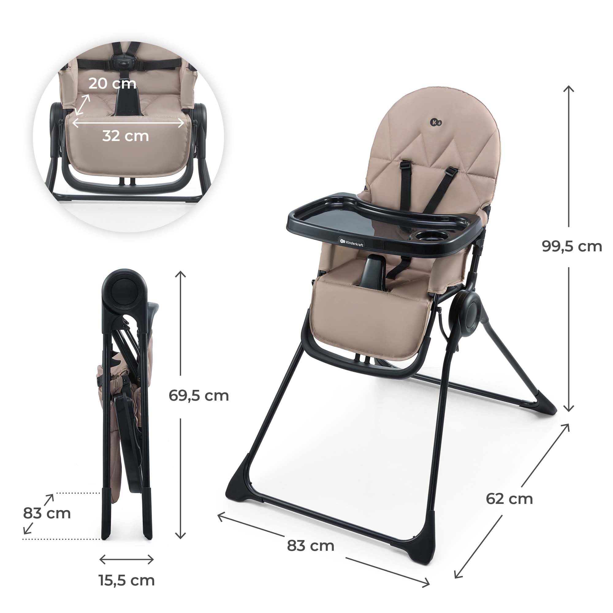 kinderkraft-binci-hochstuhl-beige-faltbar-mit-tablett image 6