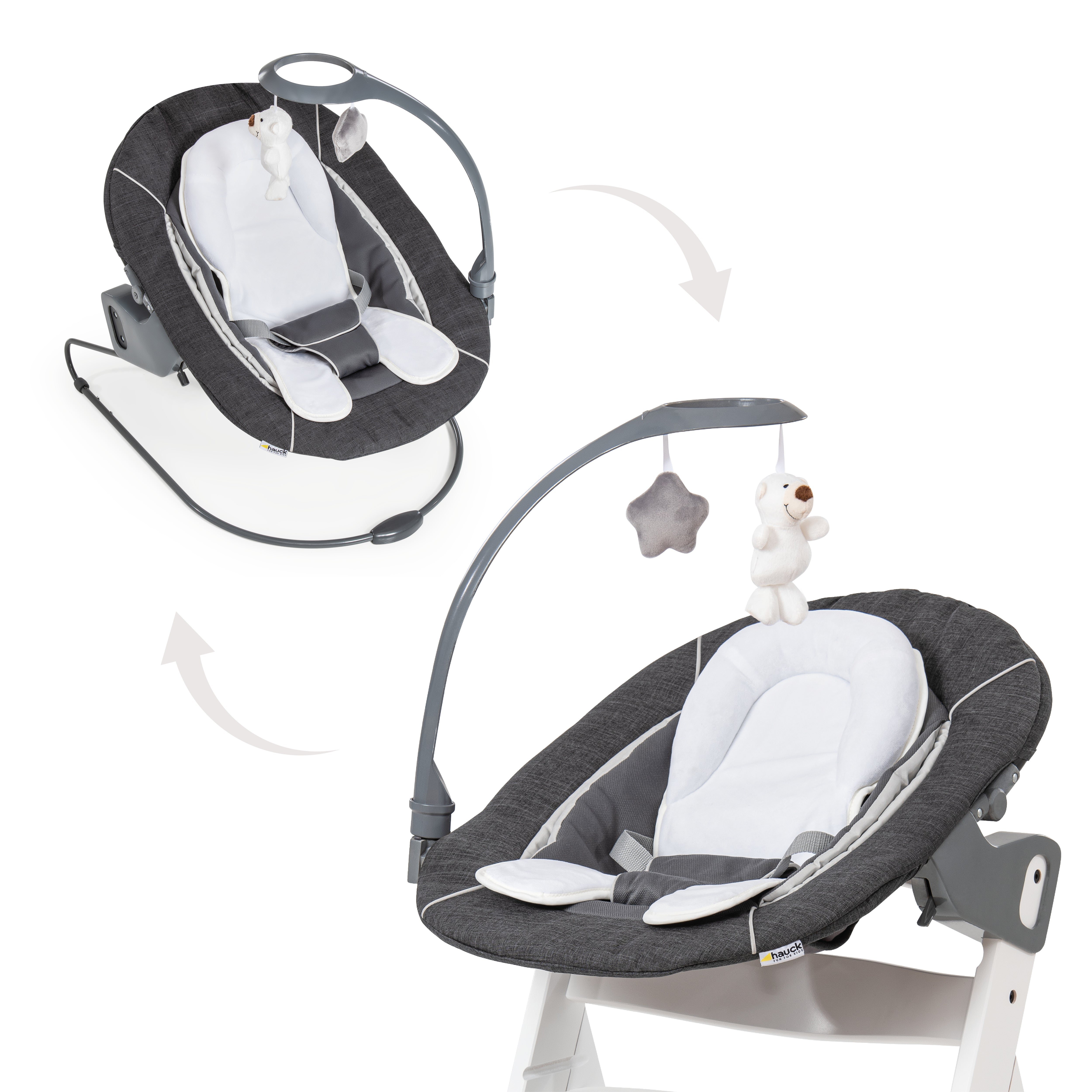 hauck-alpha-bouncer-deluxe-babywippe-sand-neugeborenenaufsatz image 2