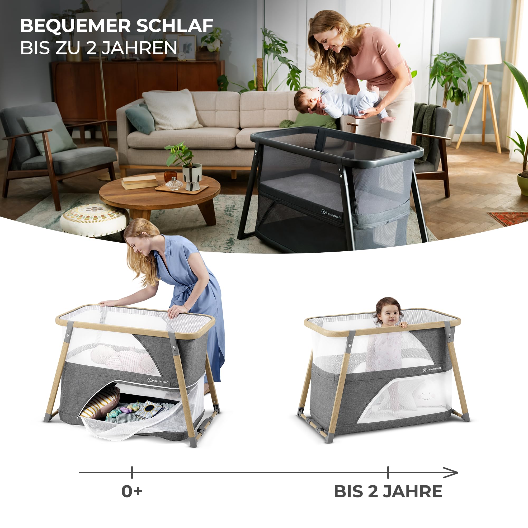 kinderkraft-sofi-reisebett-4-in-1-grau-mit-matratze image 3