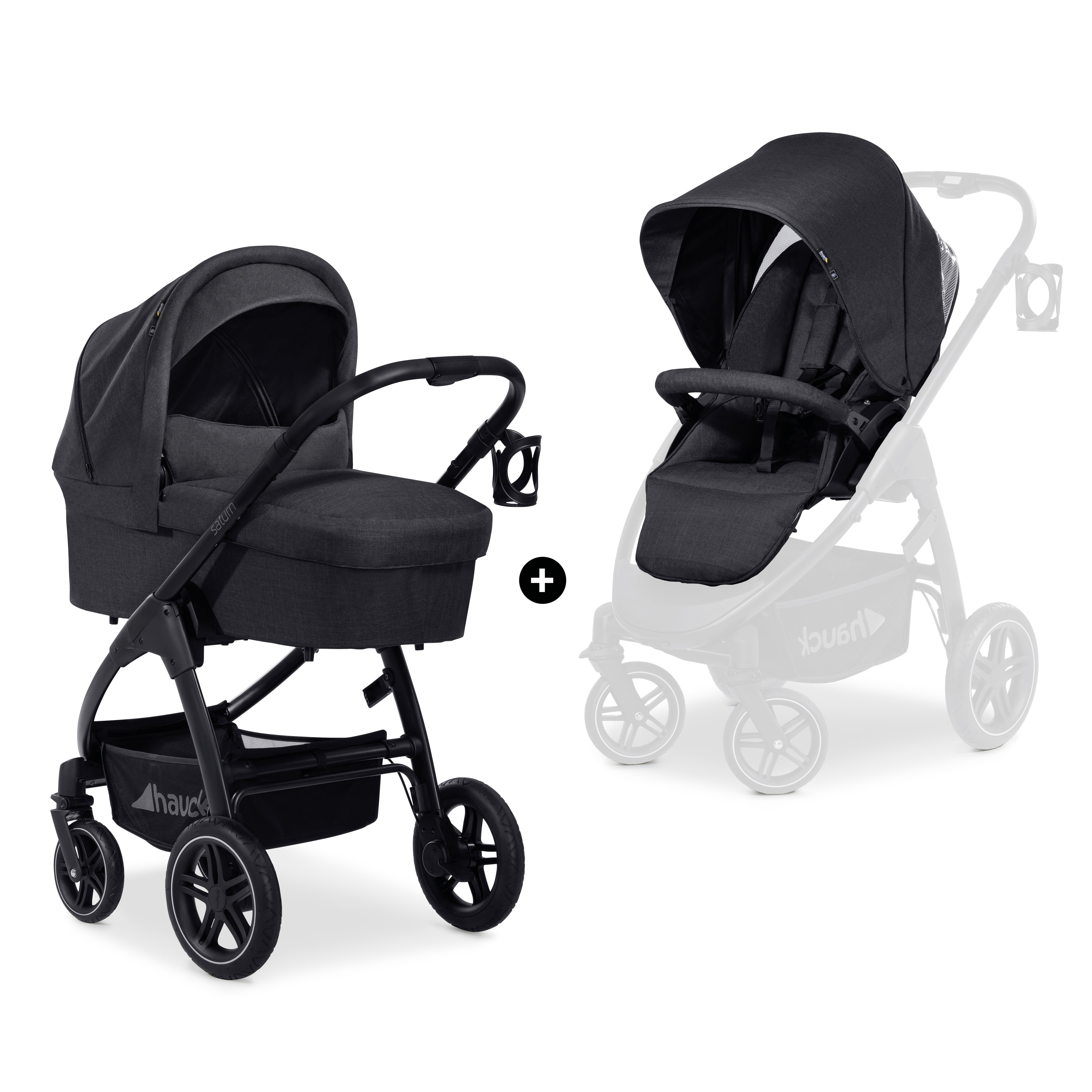 hauck-saturn-r-duoset-kinderwagen-melange-black-mit-wanne image 1