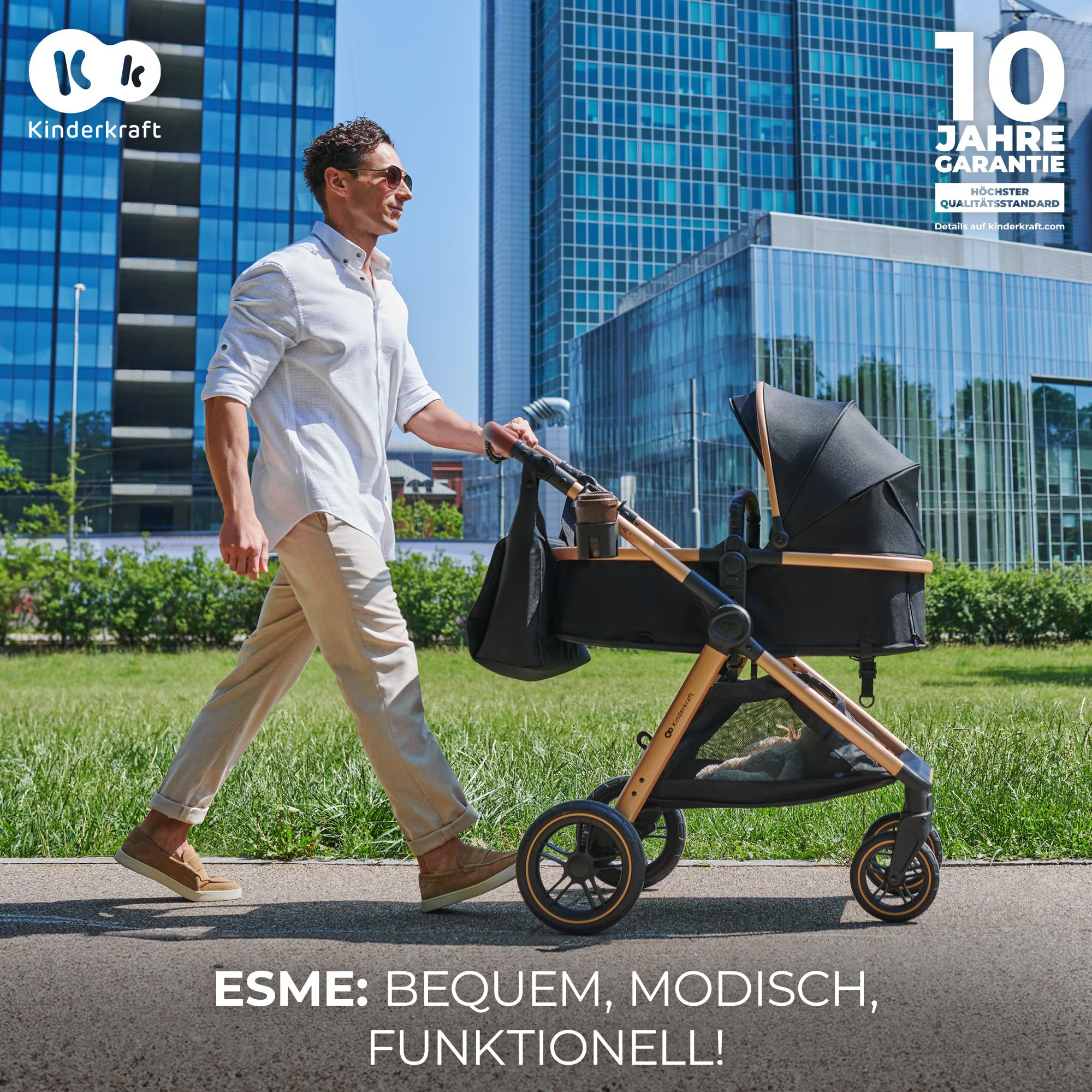 kinderkraft-esme-3in1-kinderwagen-beige-mit-babyschale image 2