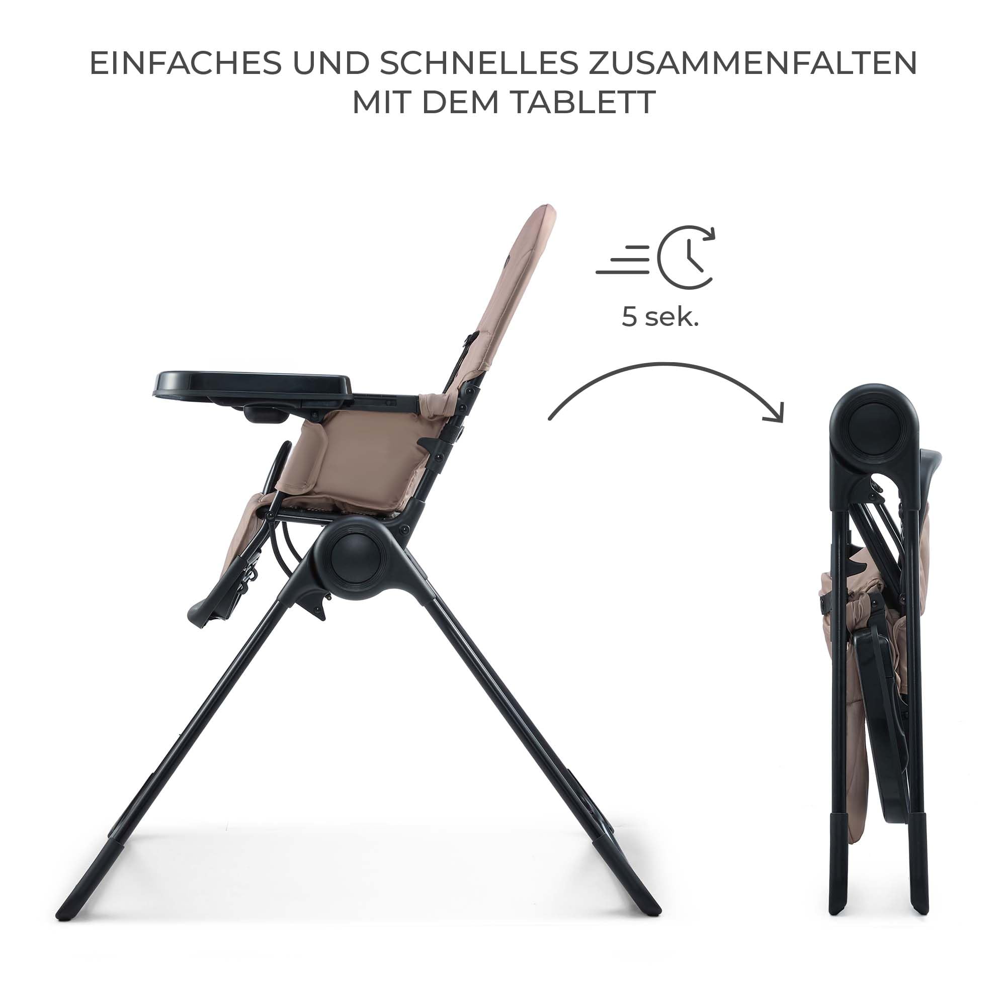 kinderkraft-binci-hochstuhl-beige-faltbar-mit-tablett image 2