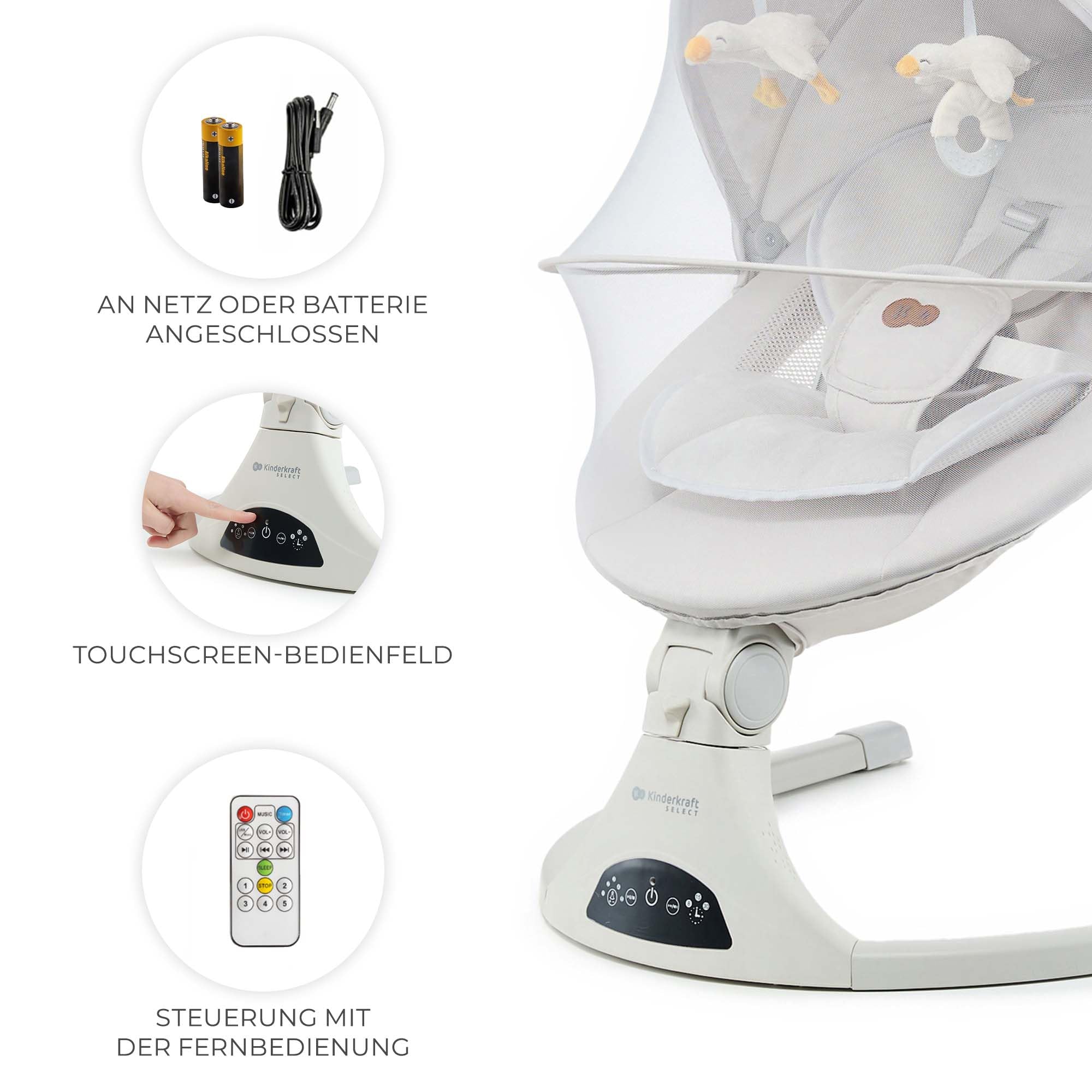 kinderkraft-tulsy-babywippe-elektrisch-beige-bluetooth image 3