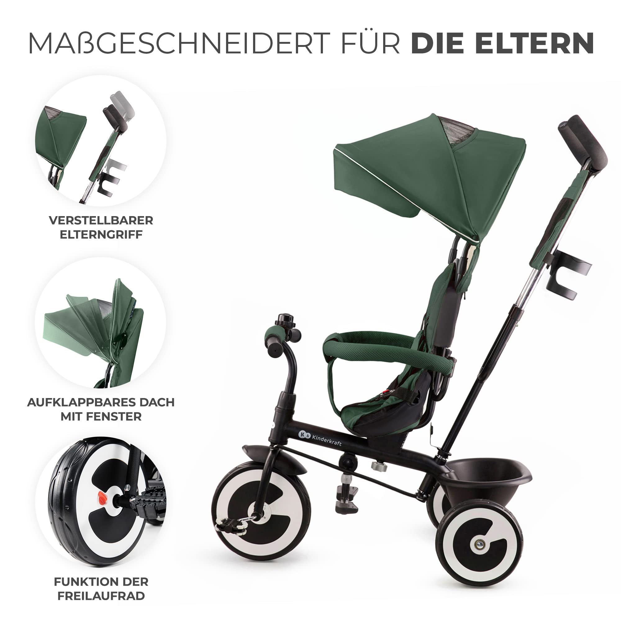 kinderkraft-aston-dreirad-mit-schubstange-gr-n-verdeck image 4