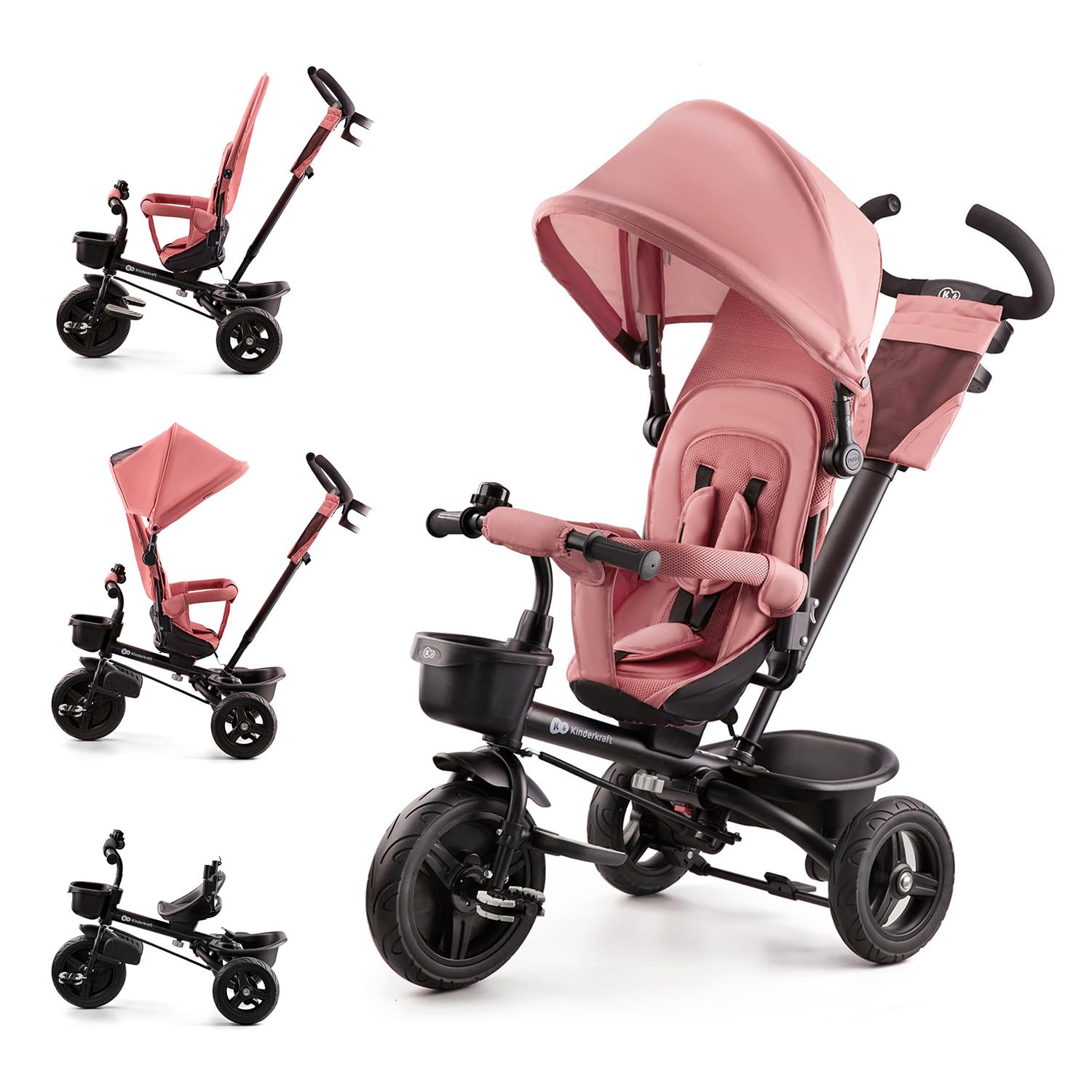 kinderkraft-aveo-dreirad-mit-schubstange-rosa-klappbar image 1